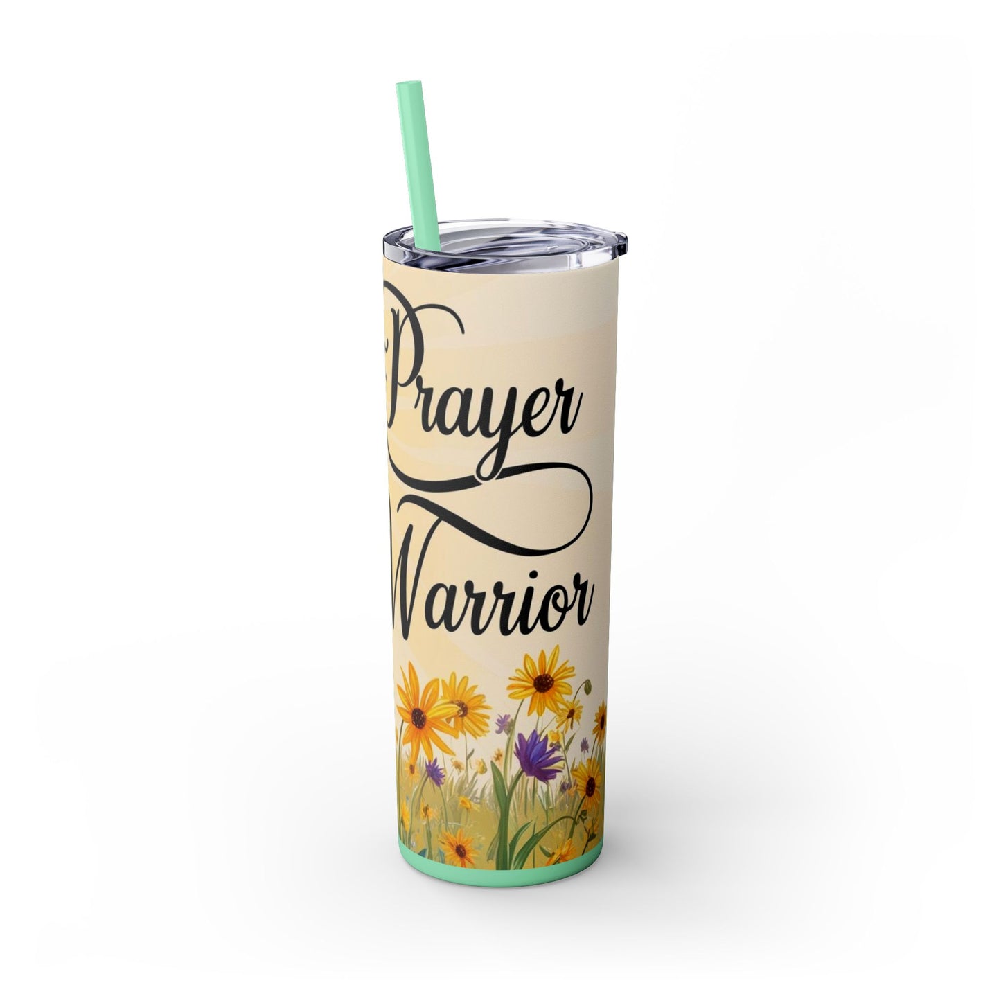 Prayer Warrior Skinny Tumbler with Straw, 20oz