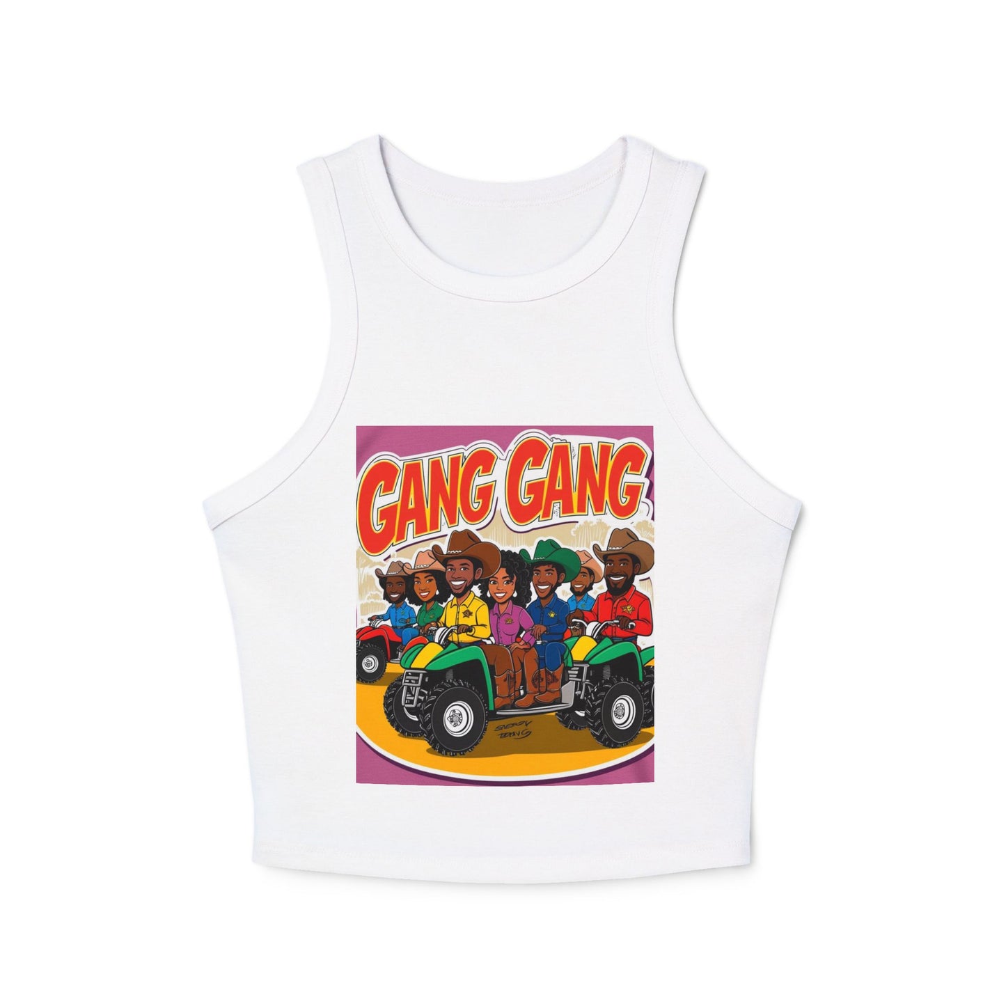 Group ATV Cartoon Micro Rib Racer Tank Top