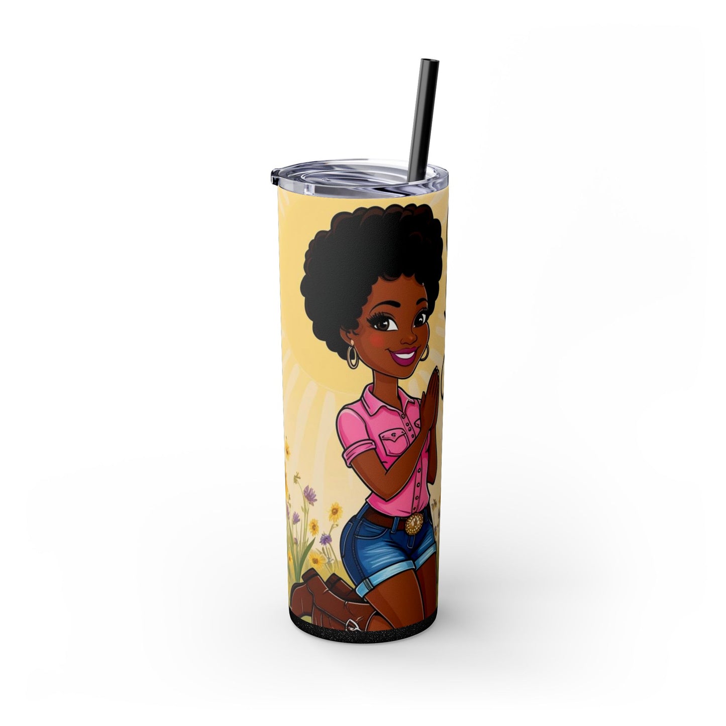 Prayer Warrior Skinny Tumbler with Straw, 20oz