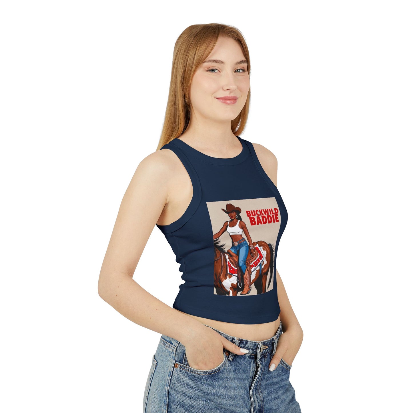 Buckwild Baddie Women's Micro Rib Racer Tank Top