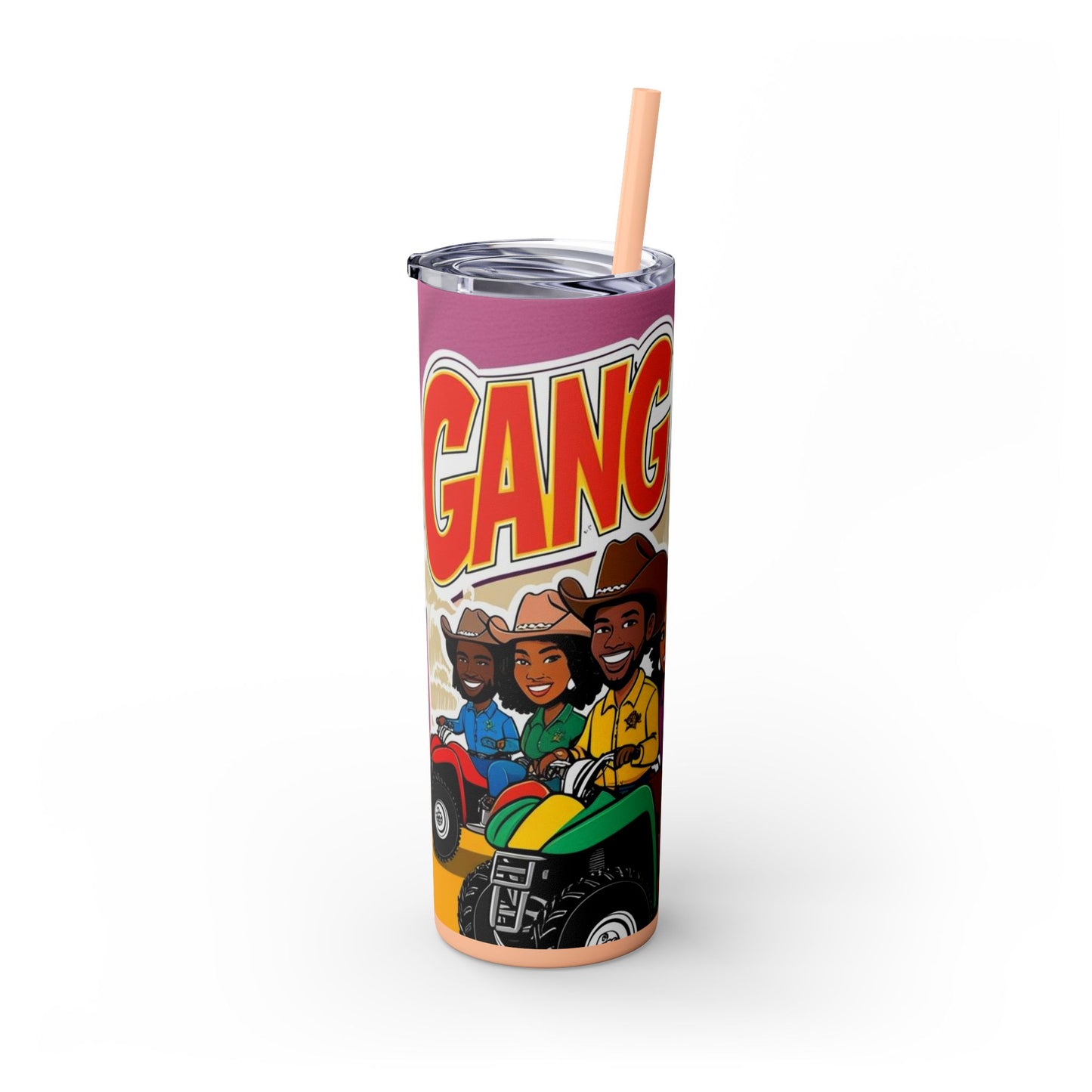 Group ATV Cartoon Skinny Tumbler with Straw 20oz