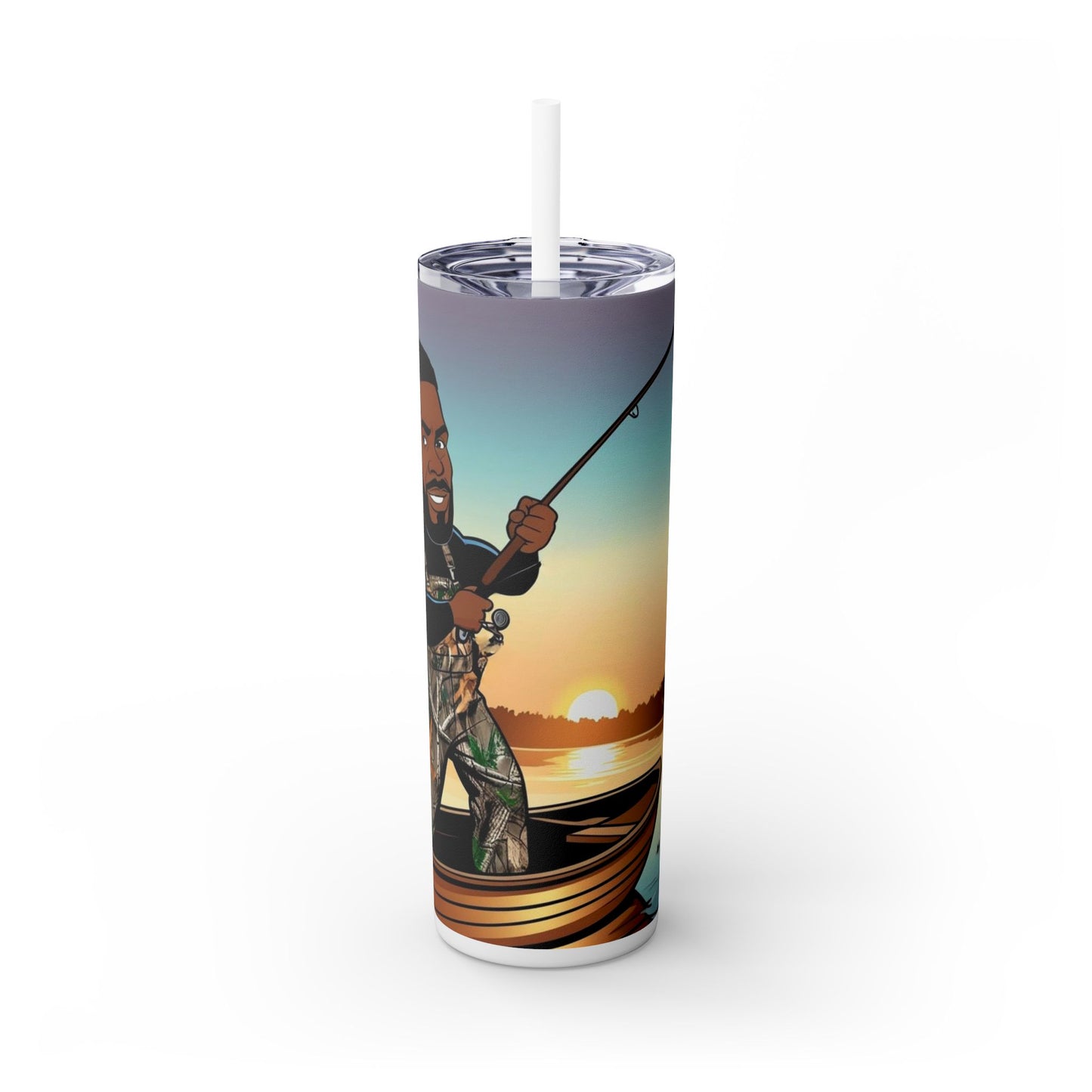 Handsome Fisherman Skinny Tumbler with Straw - 20oz
