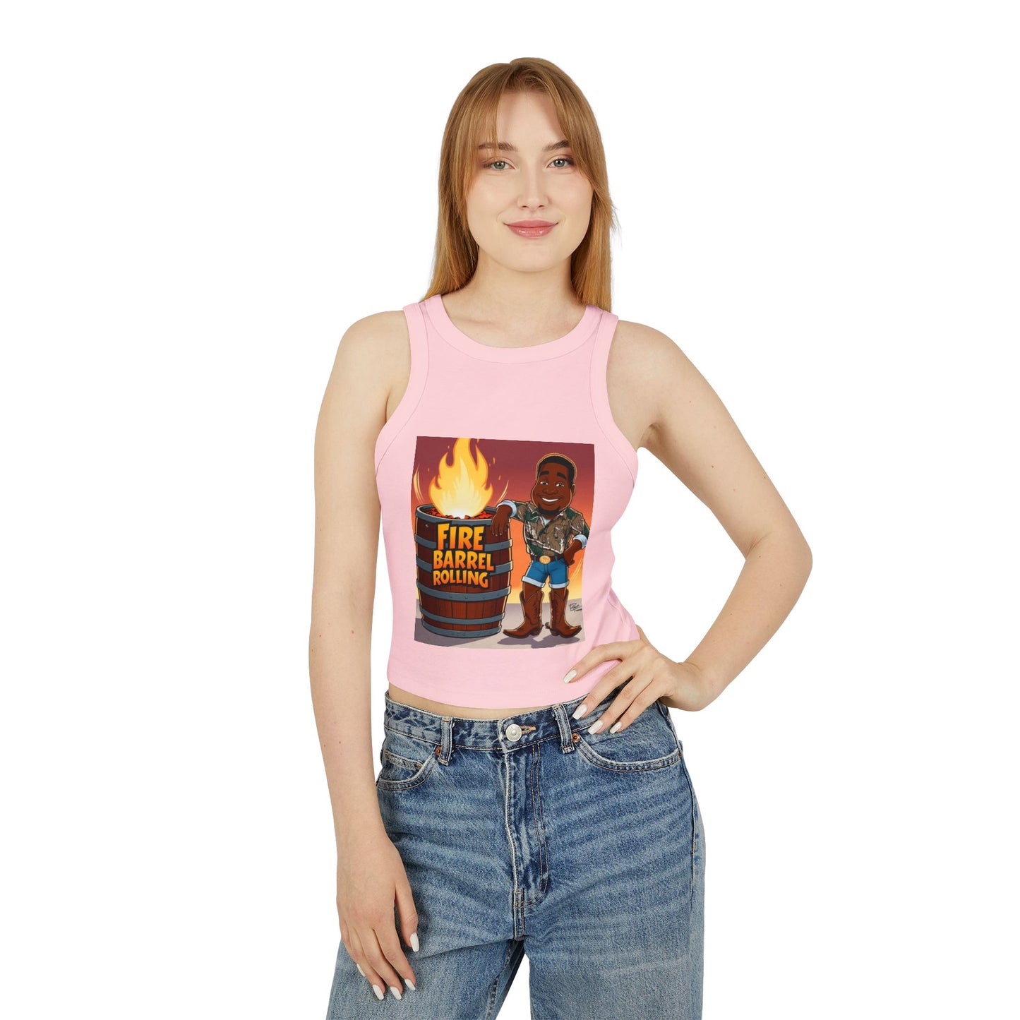 Fire Barrel Rolling Racer Tank Top for Women