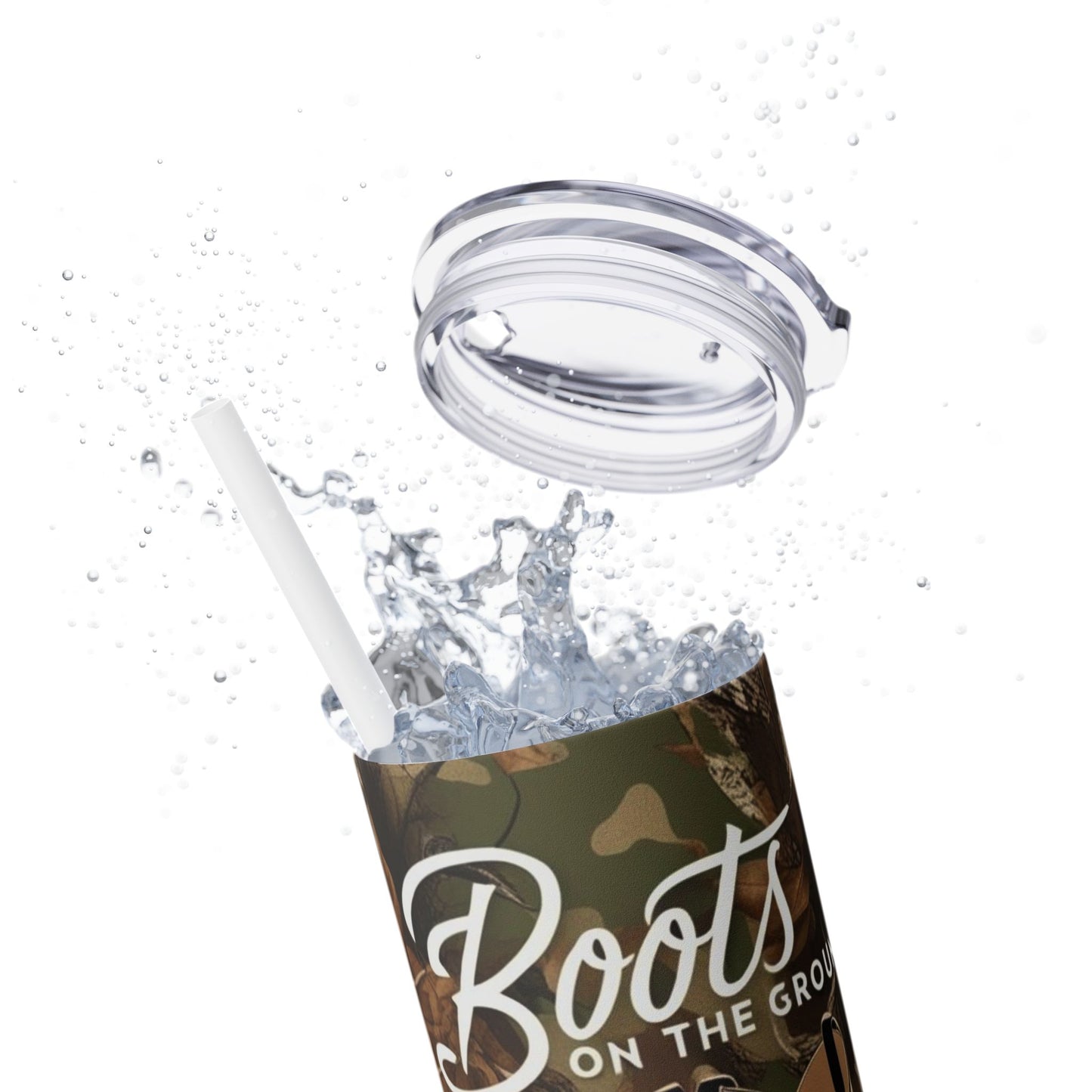 Boots On The Ground Skinny Tumbler with Straw, 20oz