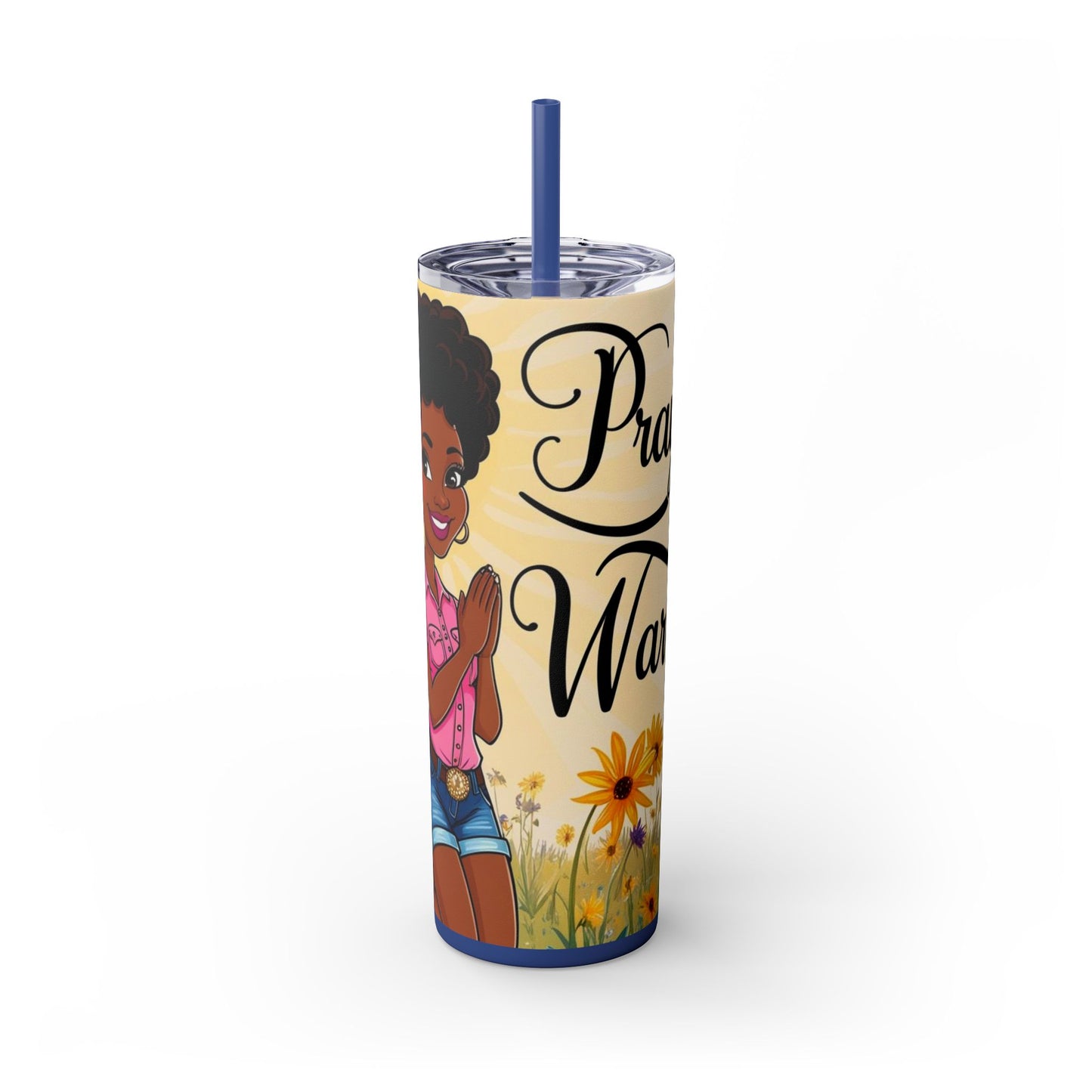 Prayer Warrior Skinny Tumbler with Straw, 20oz