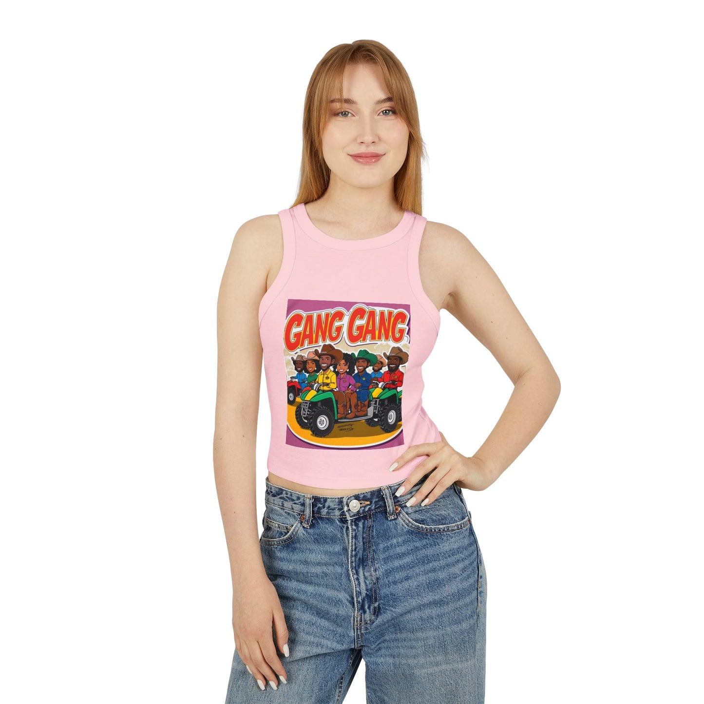 Group ATV Cartoon Micro Rib Racer Tank Top