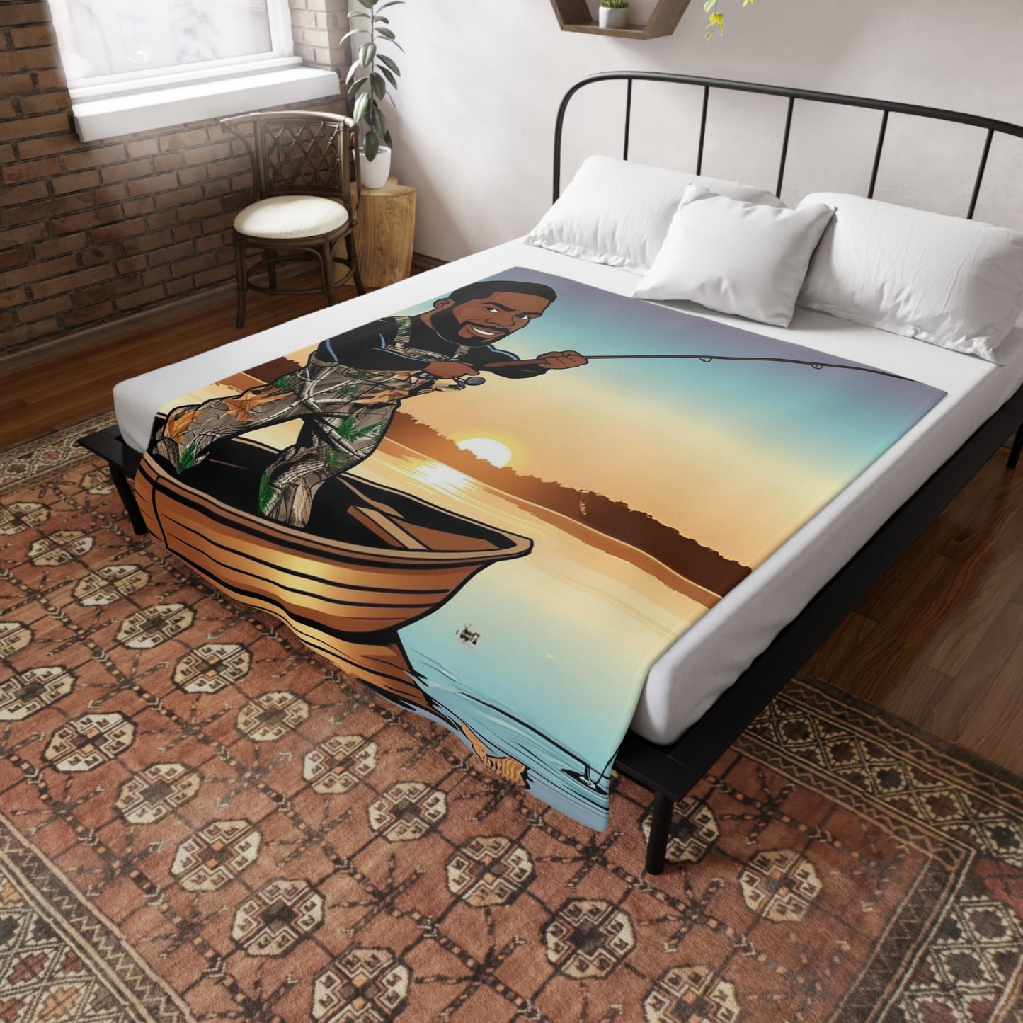 Handsome Fisherman Plush Fleece Blanket