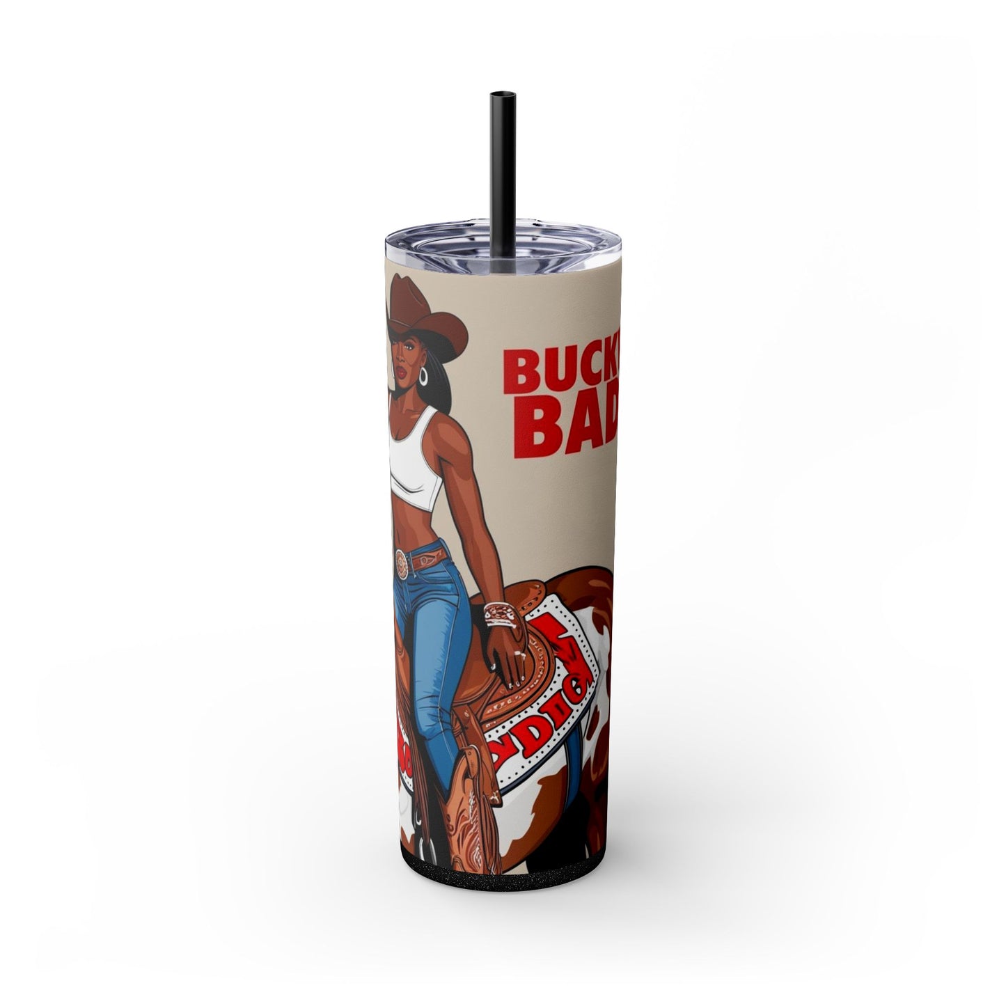 Buckwild Baddie Skinny Tumbler with Straw, 20oz