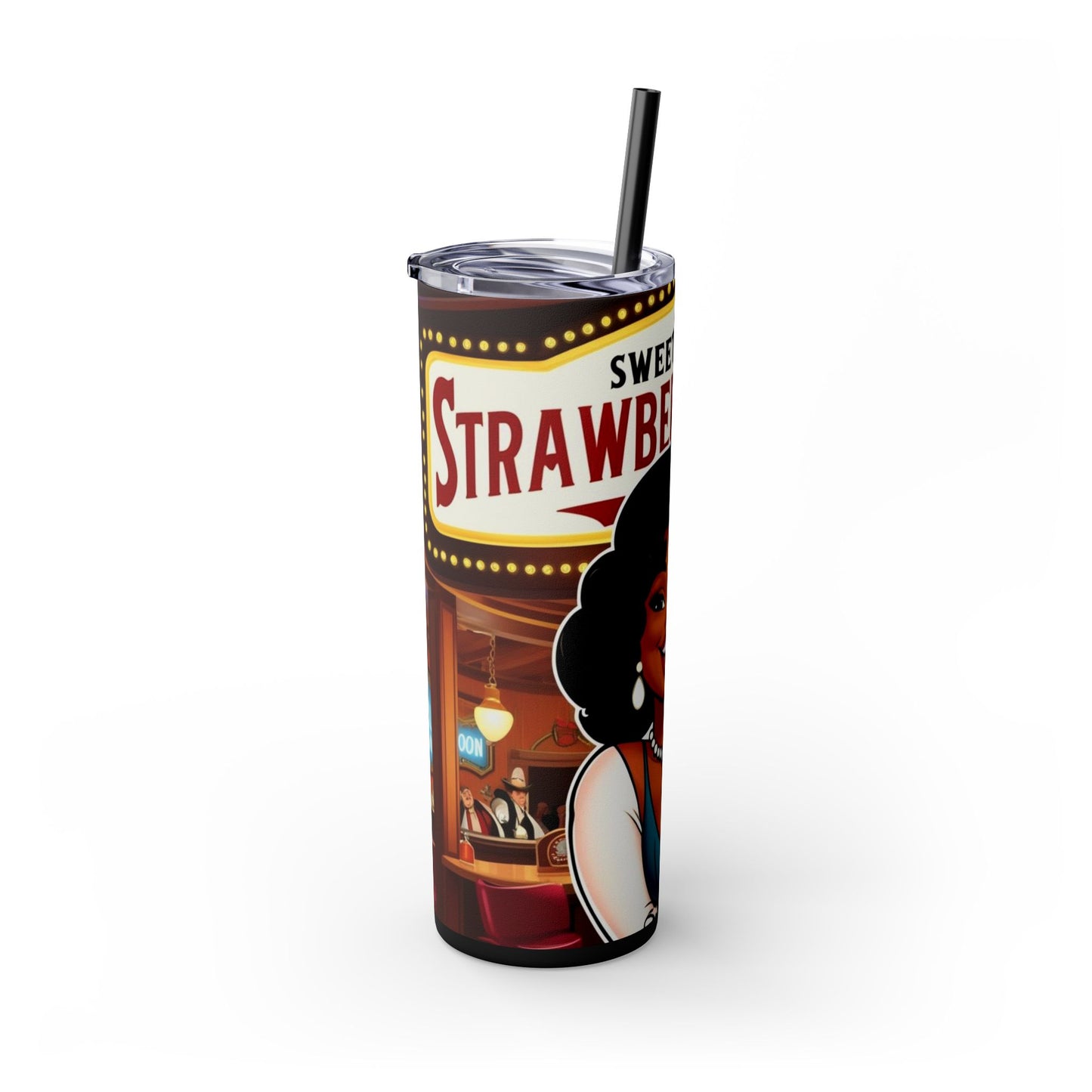Sweet as Strawberry Wine Skinny Tumbler with Straw, 20oz