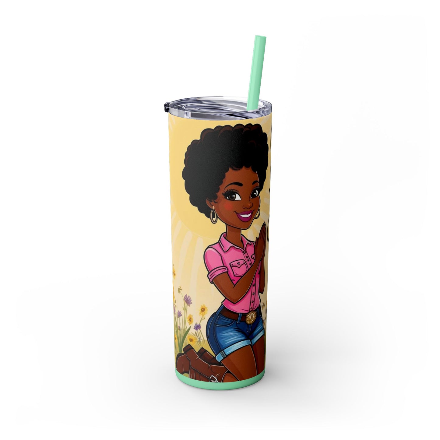Prayer Warrior Skinny Tumbler with Straw, 20oz
