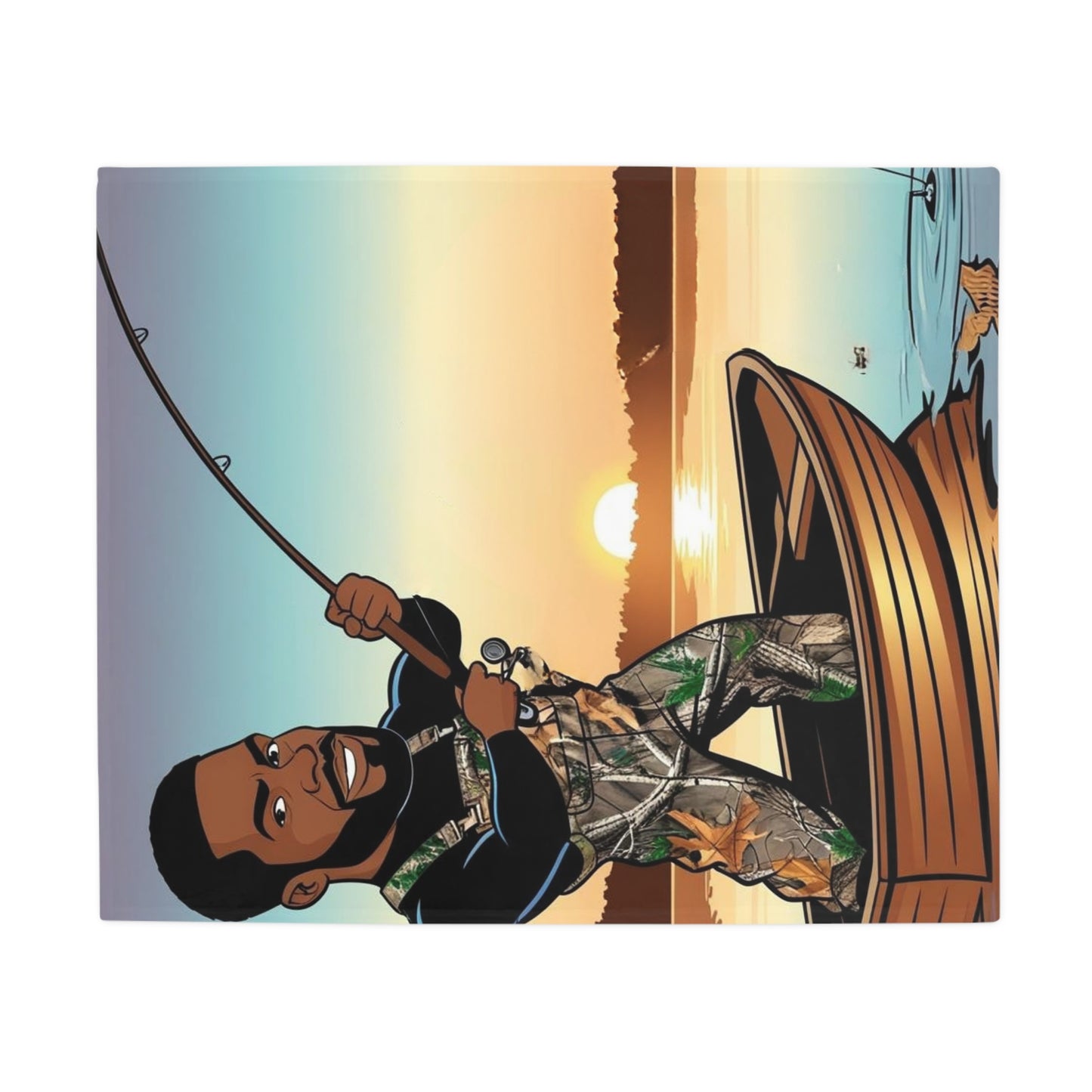 Handsome Fisherman Plush Fleece Blanket