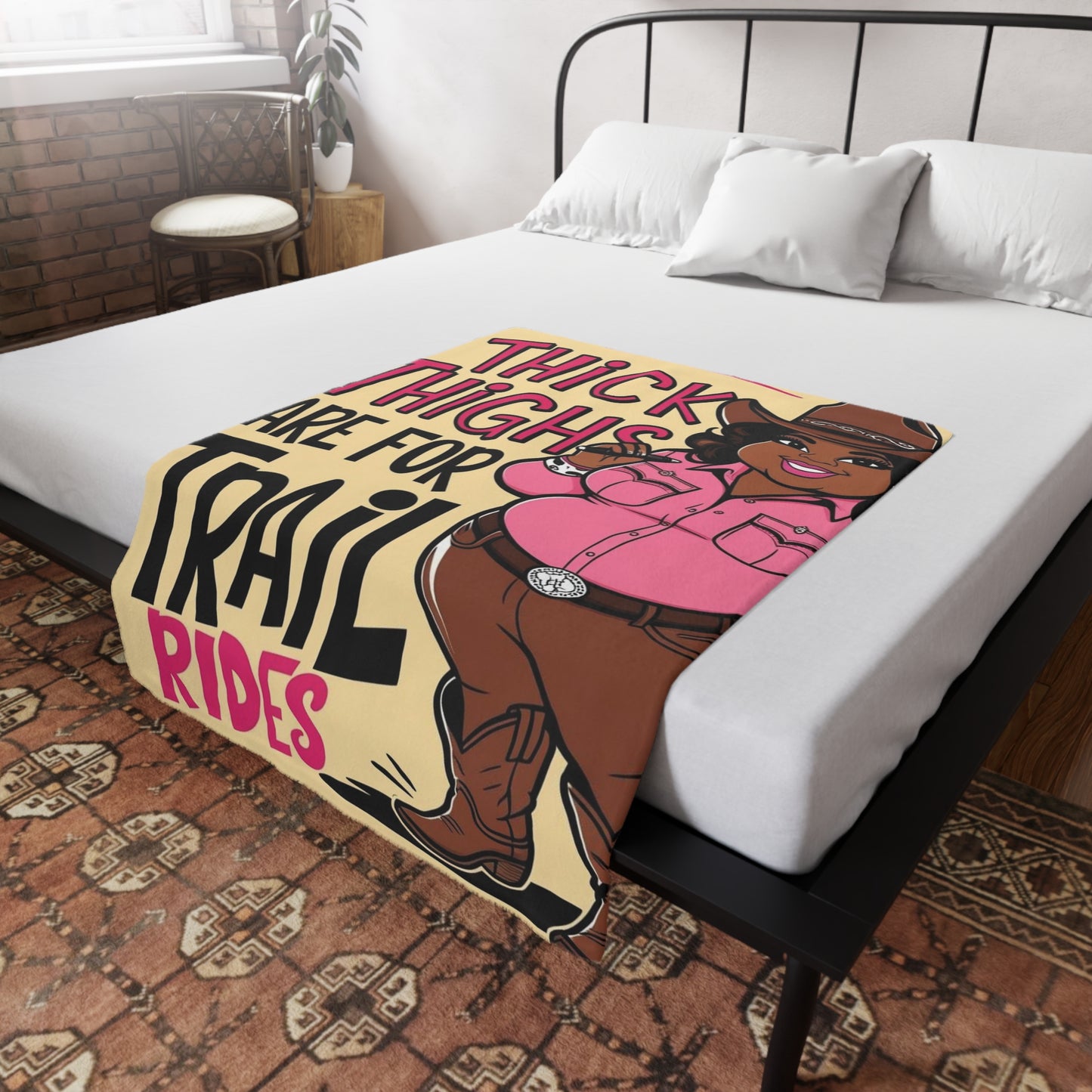 Thick Thighs Are For Trail Rides Plush Fleece Blanket