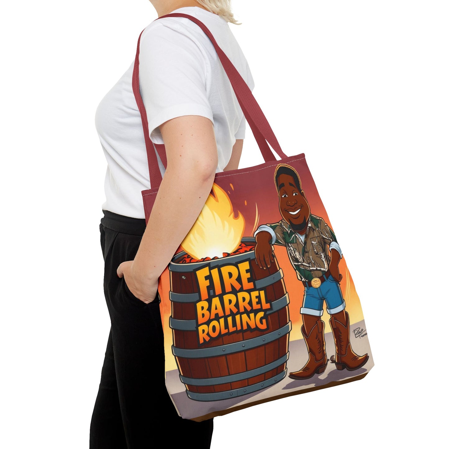Fire Barrel Rolling Tote Bag