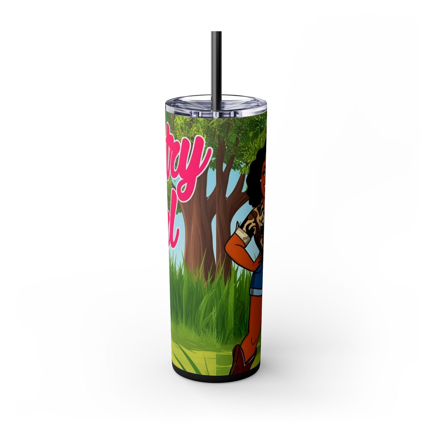 Country Girl Skinny Tumbler with Straw, 20oz