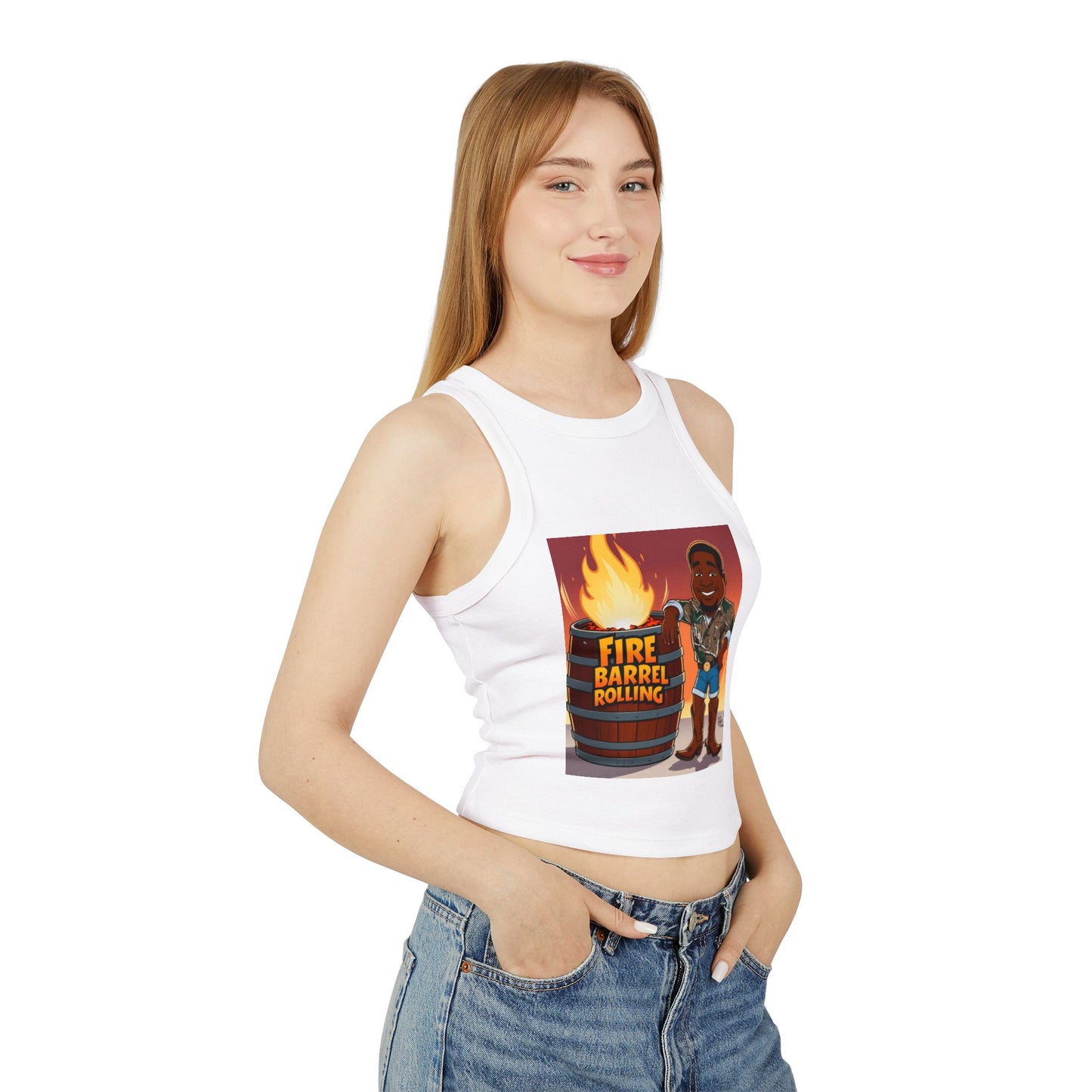 Fire Barrel Rolling Racer Tank Top for Women