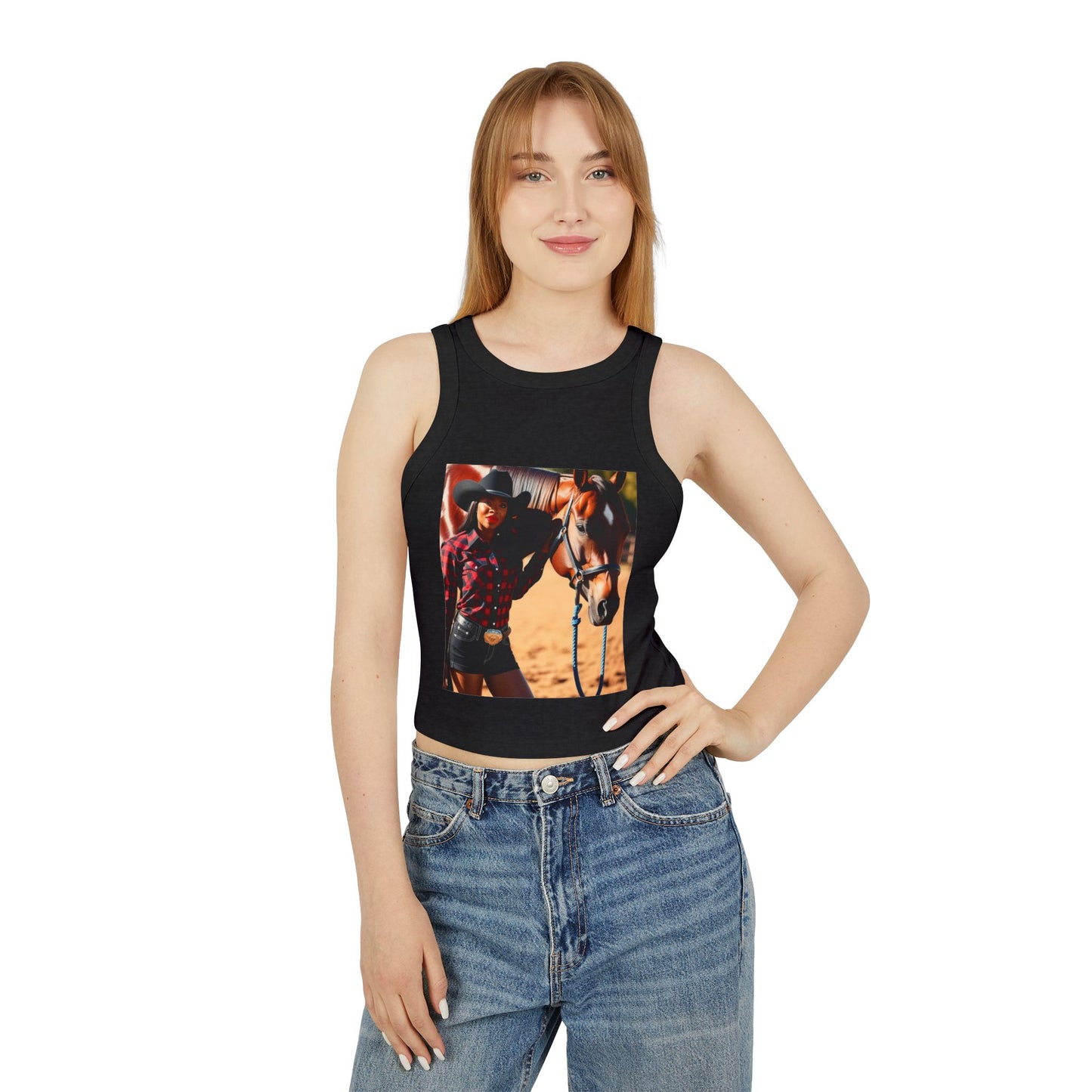 Black Beauty Micro Rib Racer Tank Top