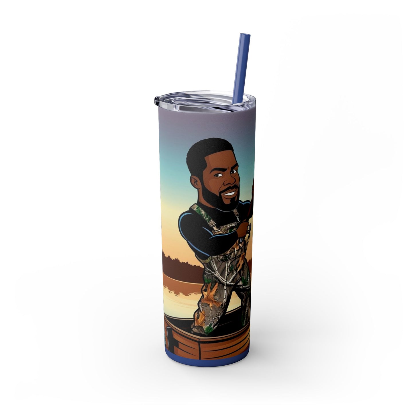 Handsome Fisherman Skinny Tumbler with Straw - 20oz
