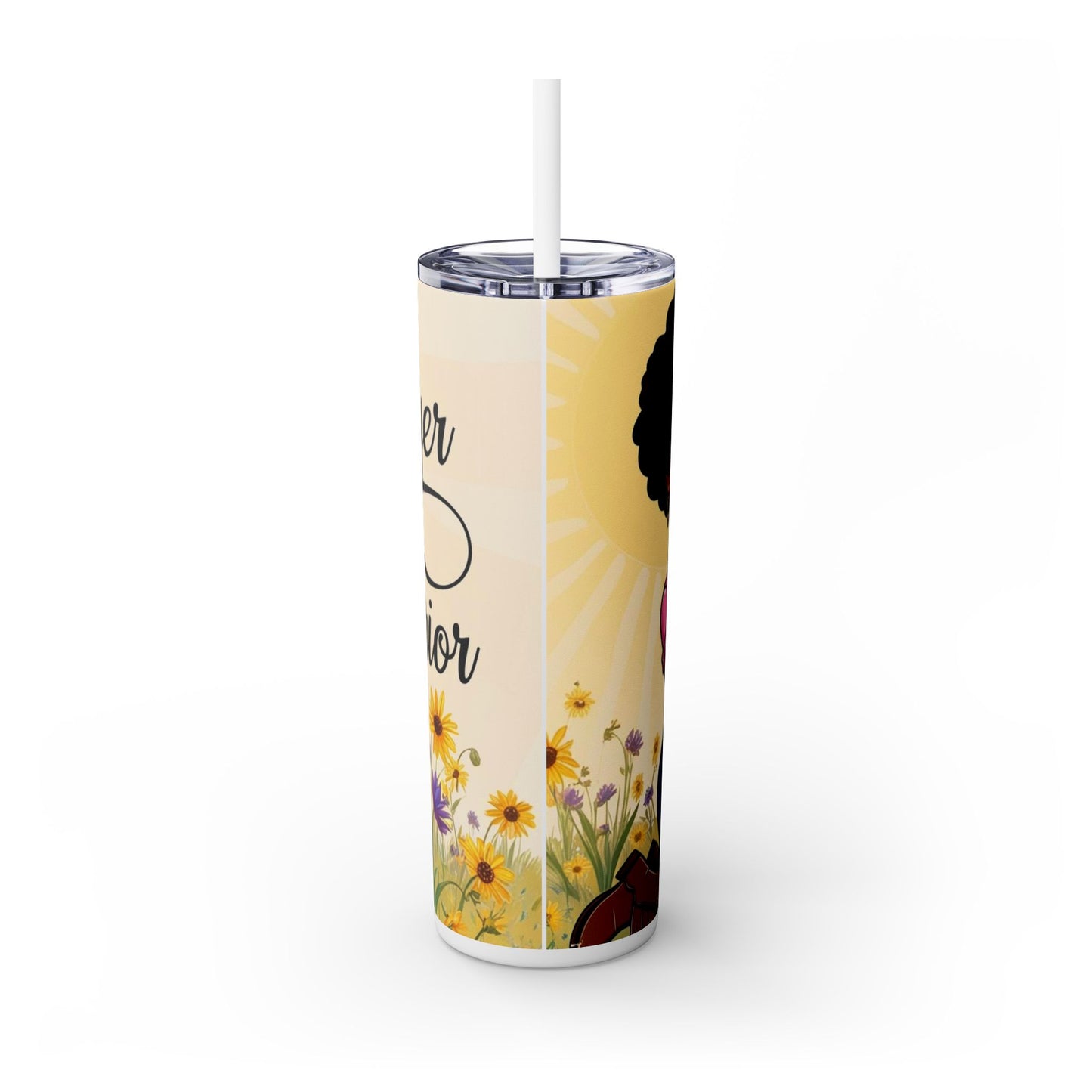 Prayer Warrior Skinny Tumbler with Straw, 20oz