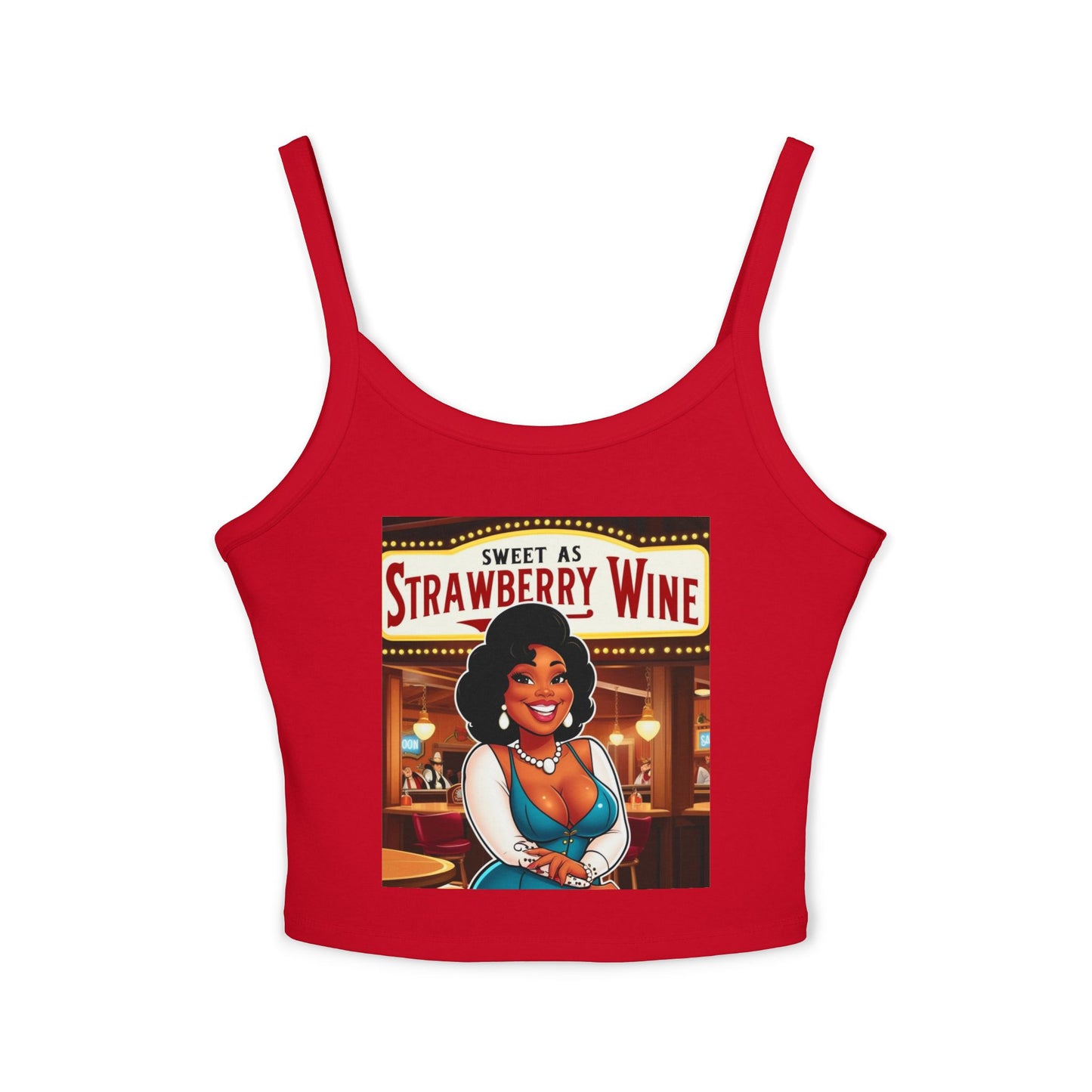 Sweet as Strawberry Wine Women's Spaghetti Strap Tank Top