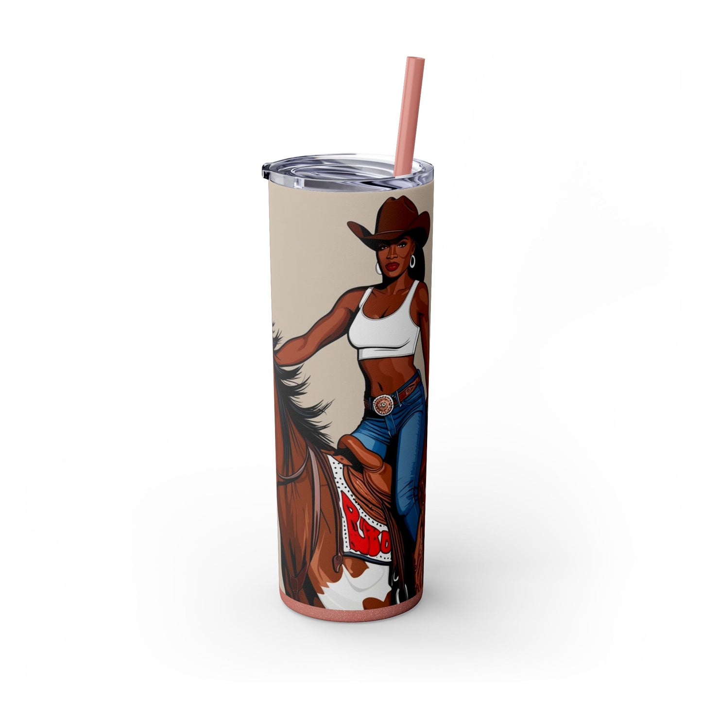 Buckwild Baddie Skinny Tumbler with Straw, 20oz