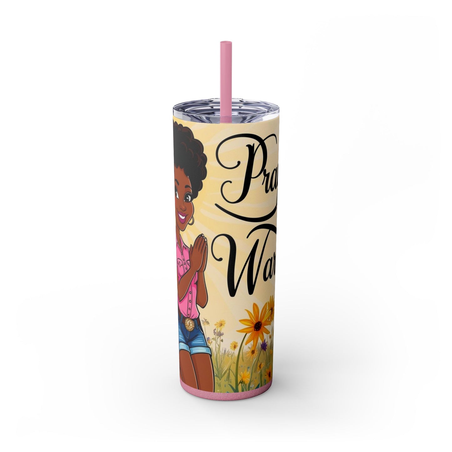 Prayer Warrior Skinny Tumbler with Straw, 20oz