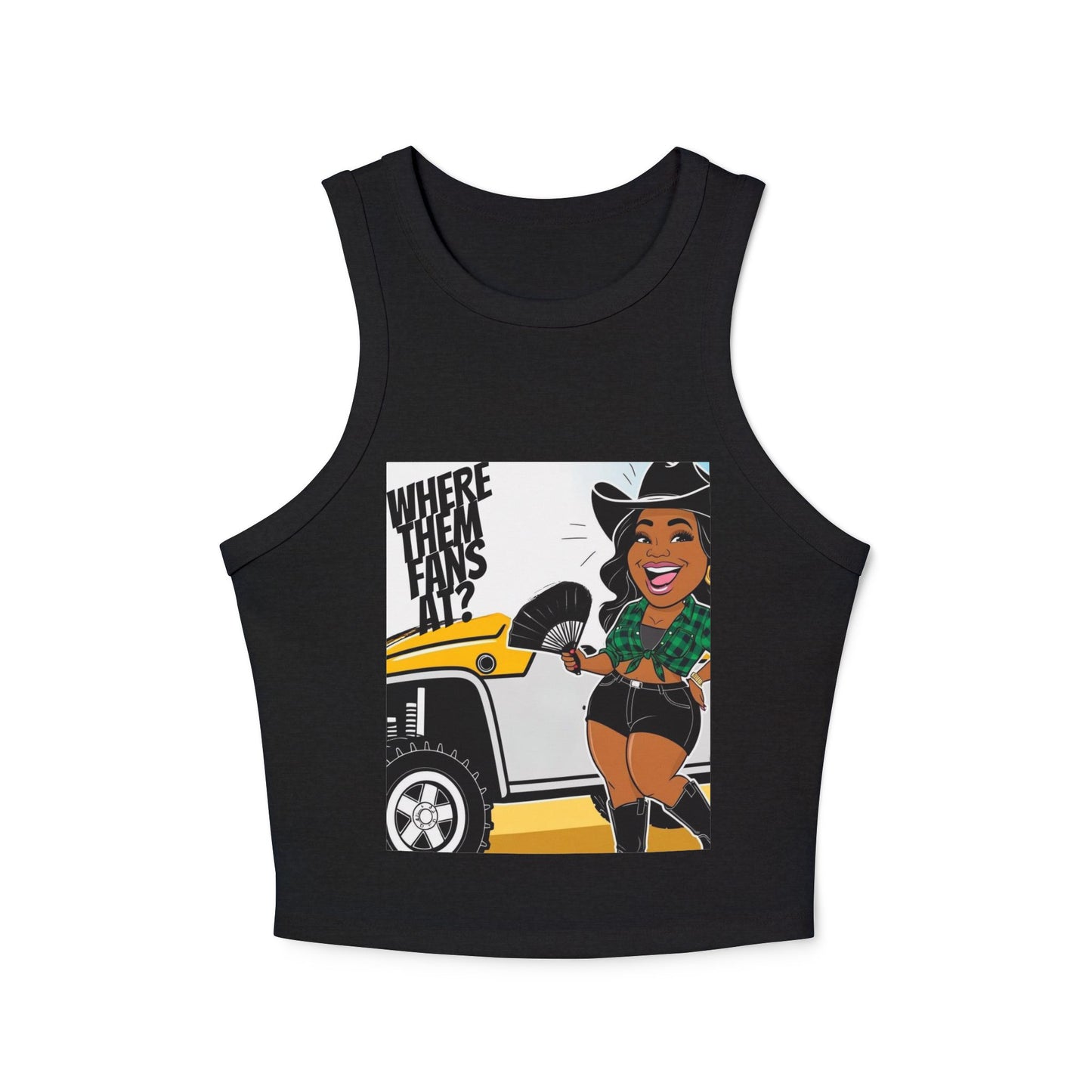 Where Them Fans At? Women's Micro Rib Racer Tank Top