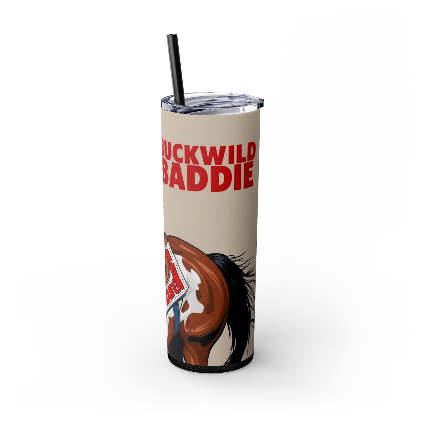 Buckwild Baddie Skinny Tumbler with Straw, 20oz