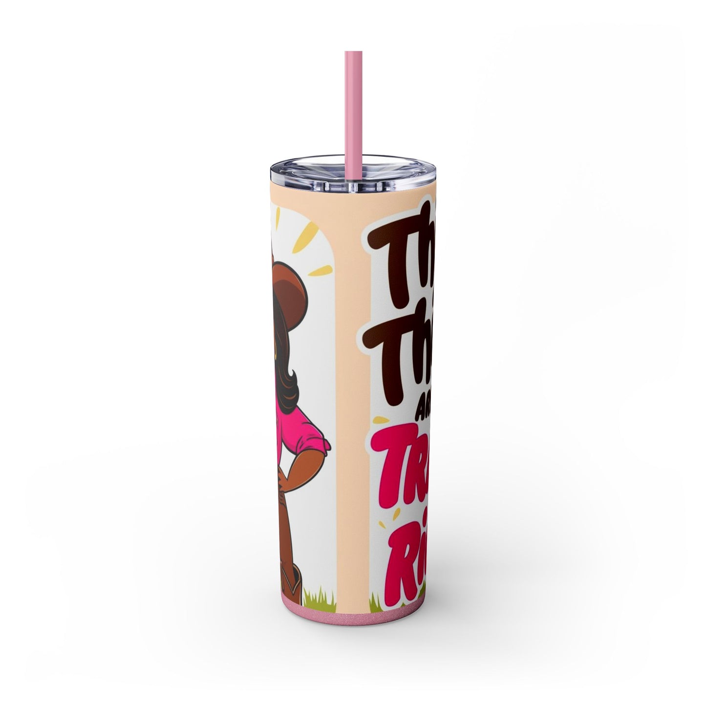Bright Thick Thighs Skinny Tumbler with Straw, 20oz