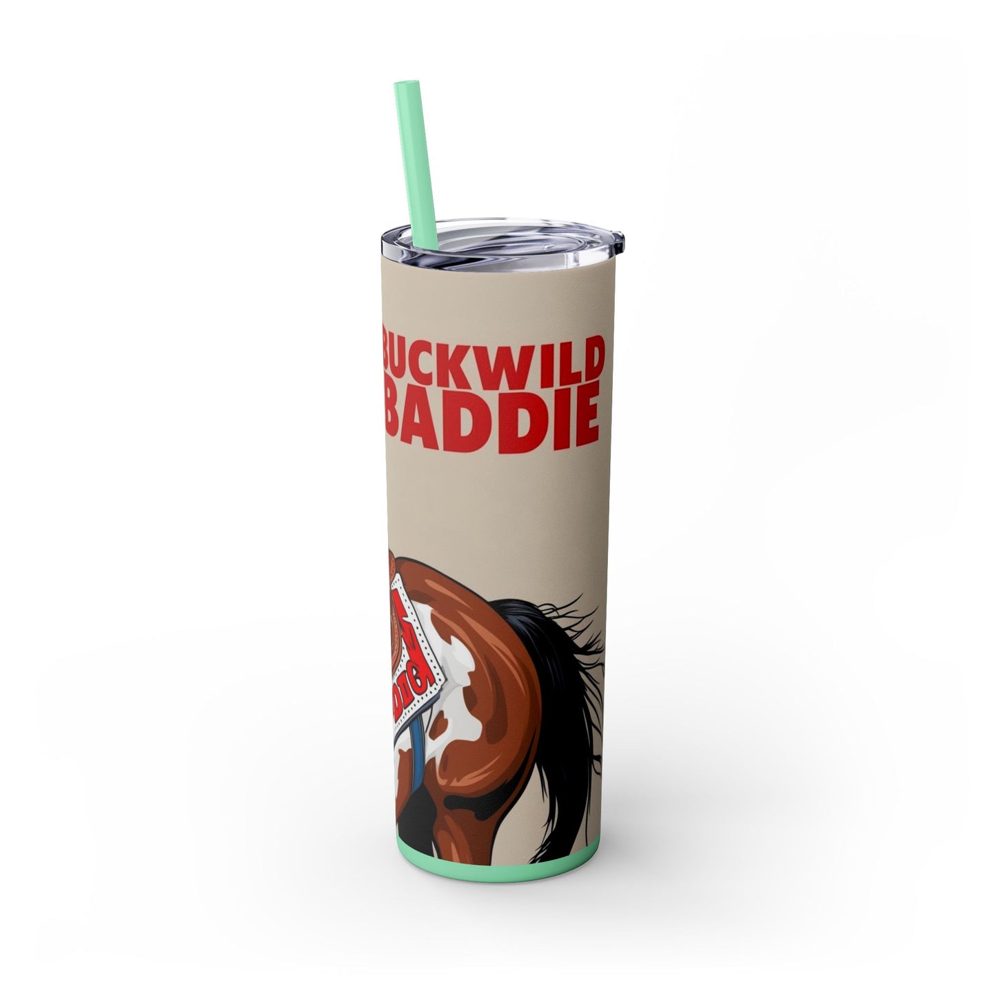 Buckwild Baddie Skinny Tumbler with Straw, 20oz