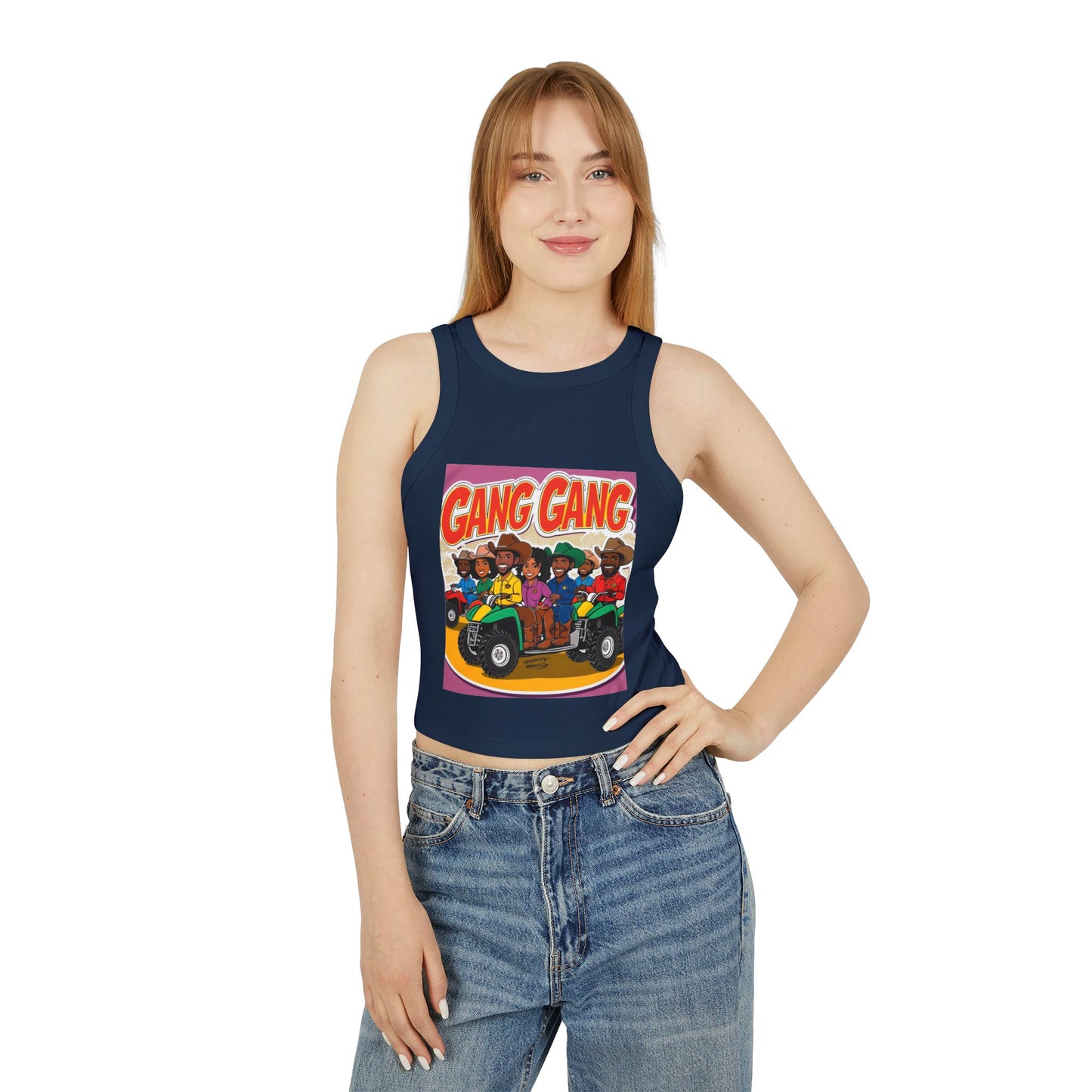 Group ATV Cartoon Micro Rib Racer Tank Top