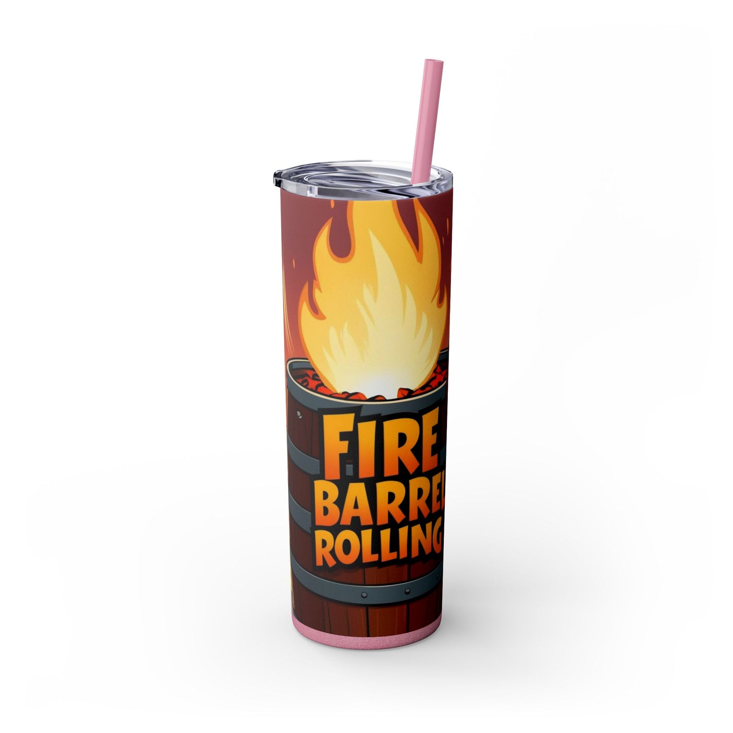 Fire Barrel Rolling 20oz Skinny Tumbler with Straw
