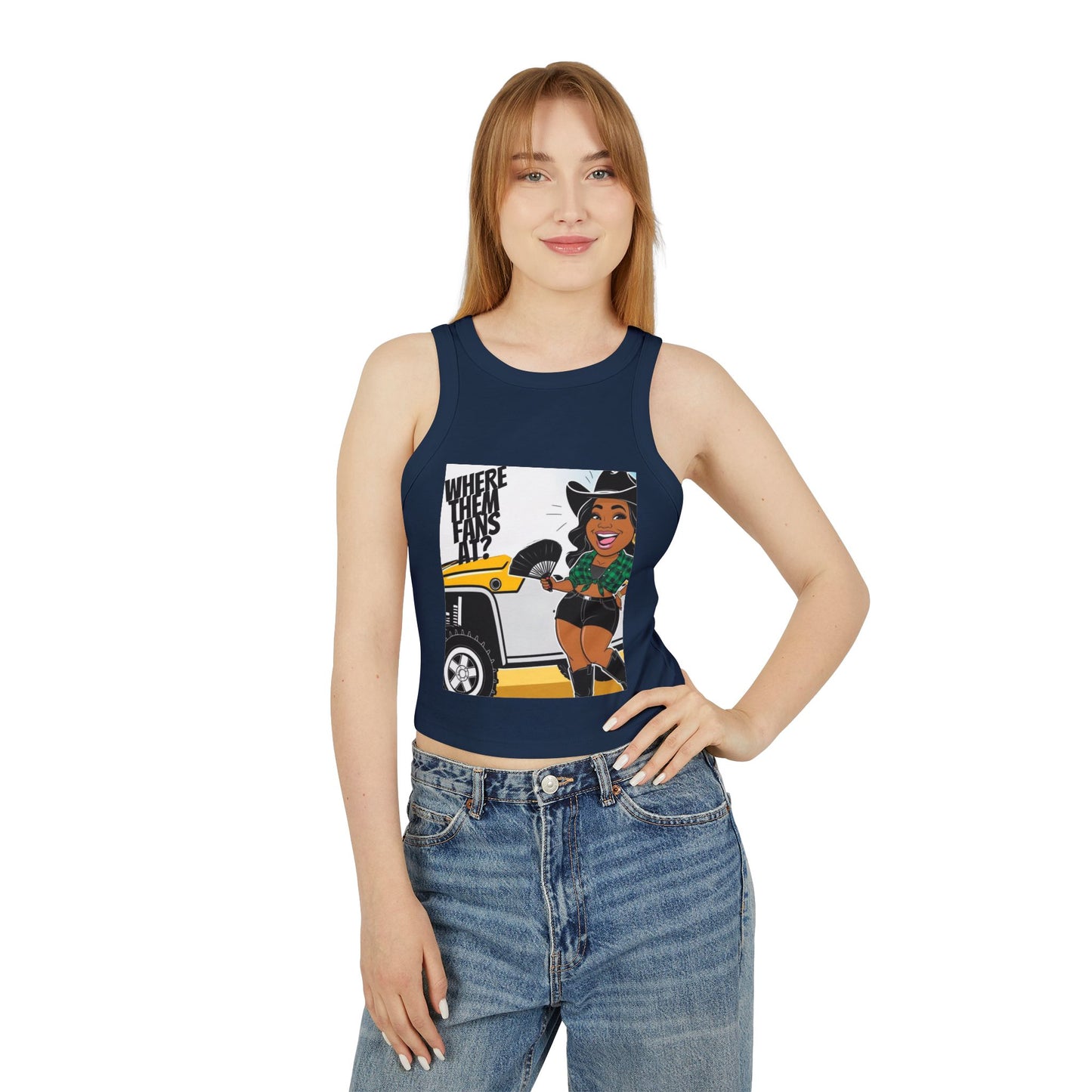 Where Them Fans At? Women's Micro Rib Racer Tank Top