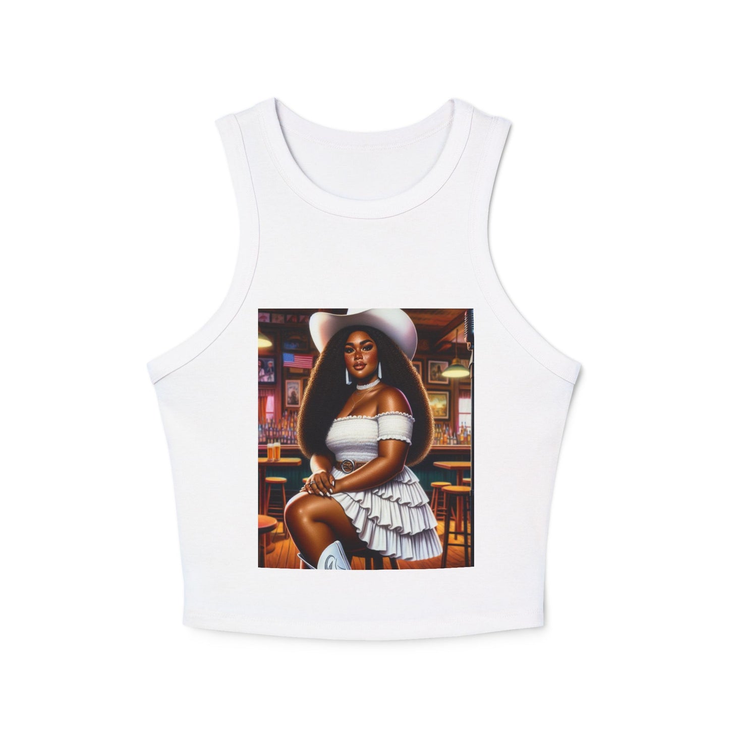 Saloon Sweetie Women's Micro Rib Racer Tank Top - Perfect for Summer Celebrations