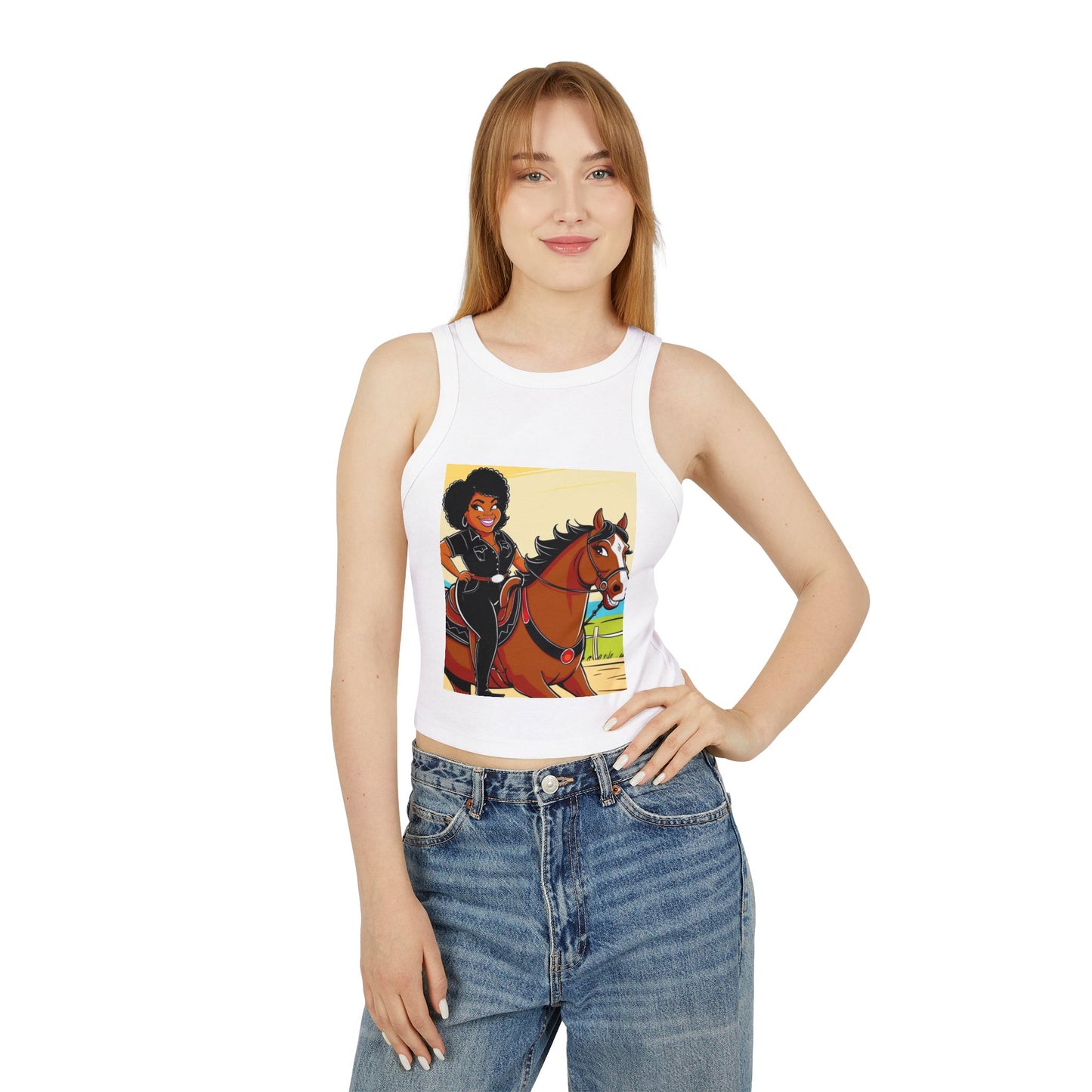 Sittin' Pretty Women's Micro Rib Racer Tank Top