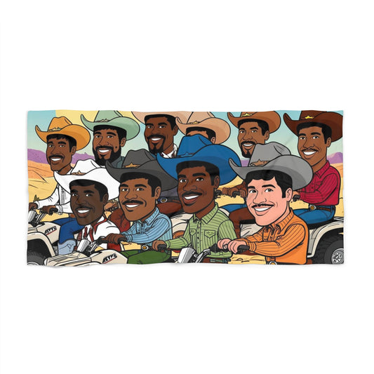 Retro Cowboy Adventure Beach Towel