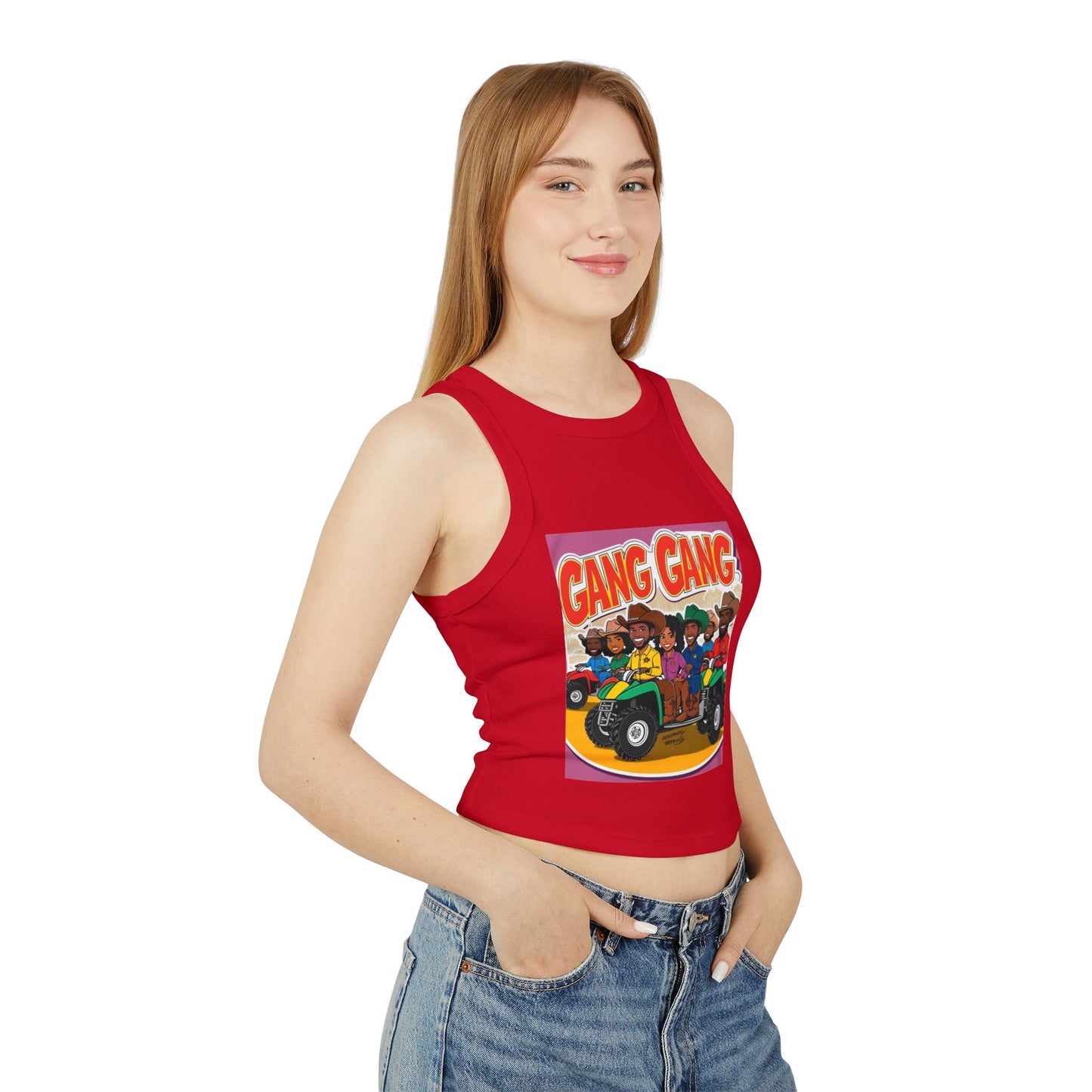 Group ATV Cartoon Micro Rib Racer Tank Top