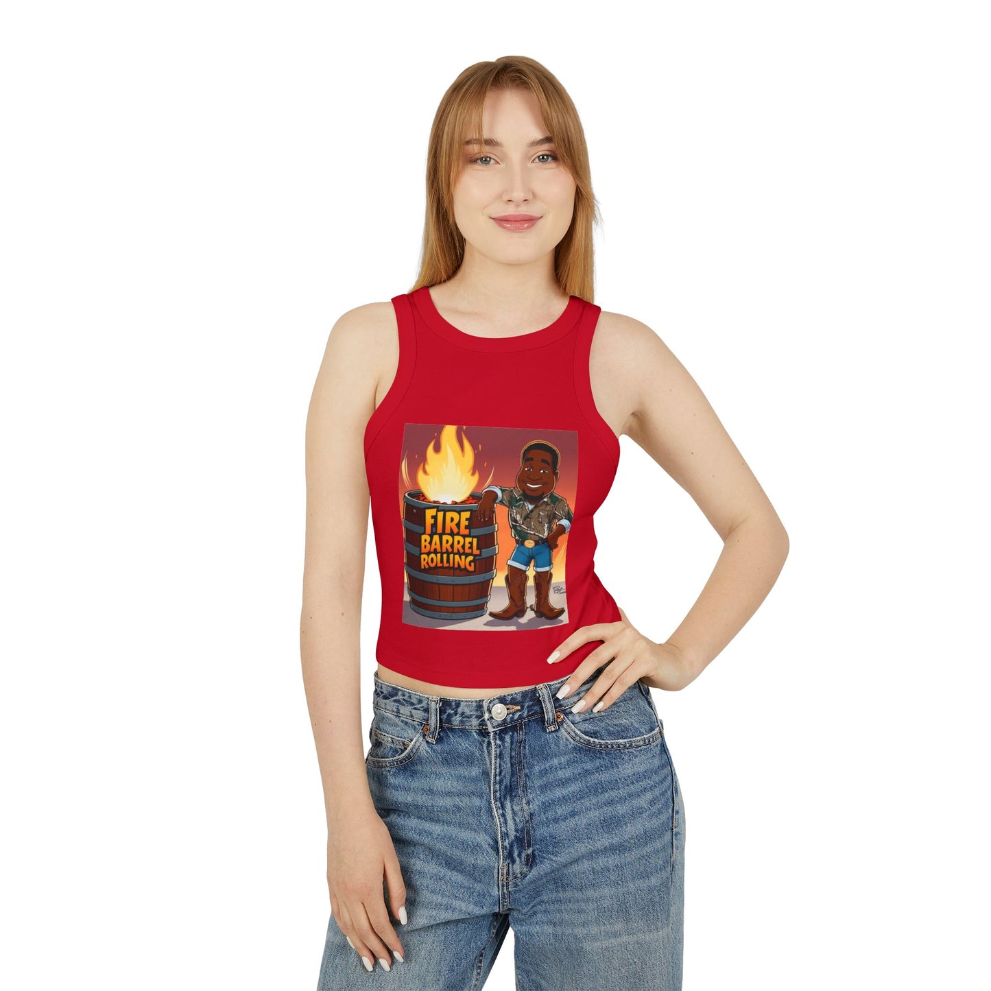 Fire Barrel Rolling Racer Tank Top for Women