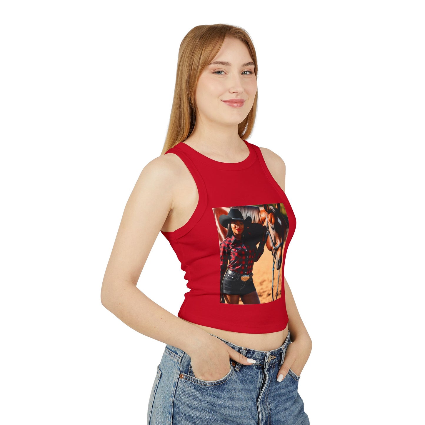 Black Beauty Micro Rib Racer Tank Top