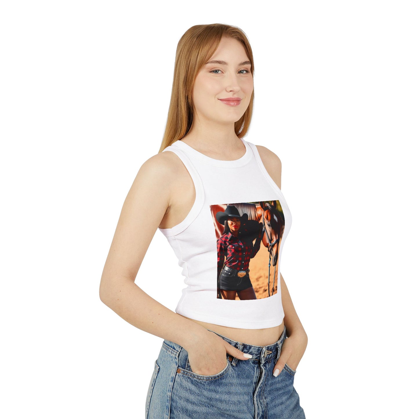 Black Beauty Micro Rib Racer Tank Top