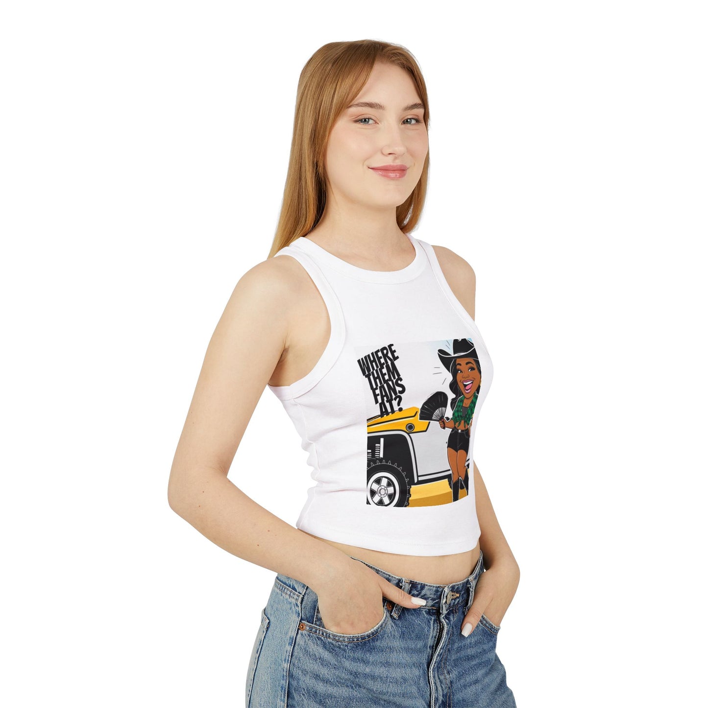 Where Them Fans At? Women's Micro Rib Racer Tank Top