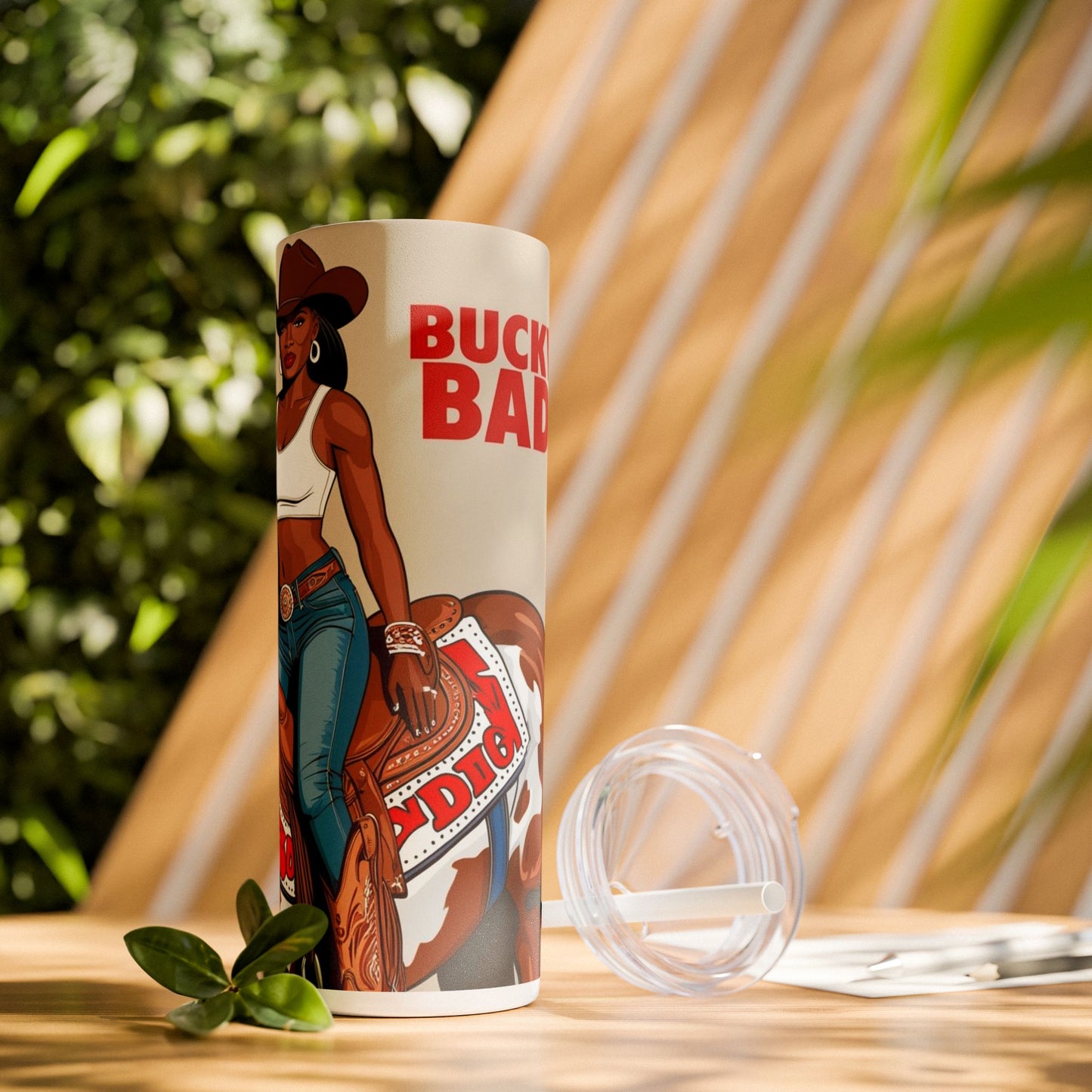 Buckwild Baddie Skinny Tumbler with Straw, 20oz