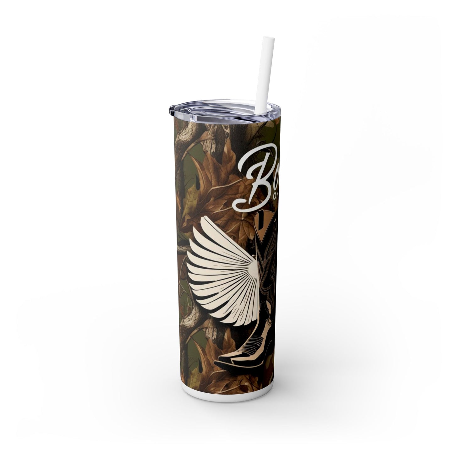 Boots On The Ground Skinny Tumbler with Straw, 20oz