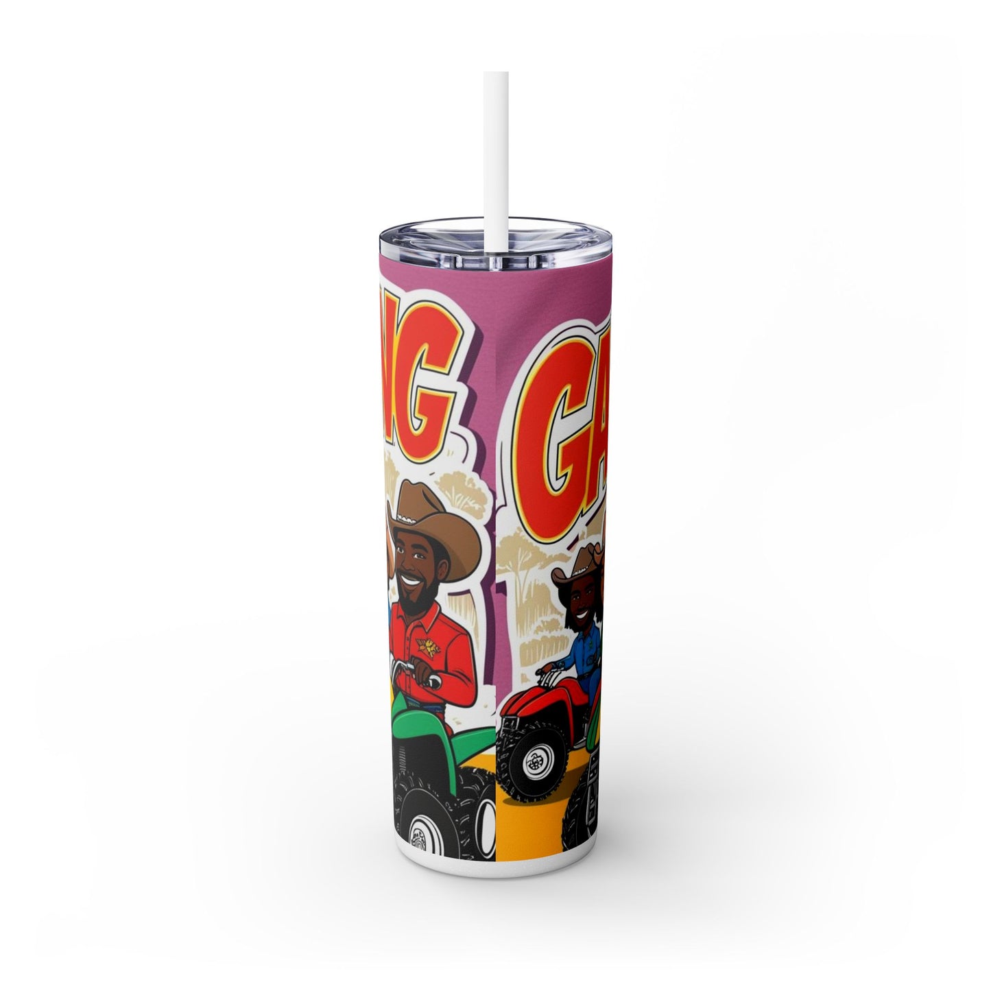 Group ATV Cartoon Skinny Tumbler with Straw 20oz