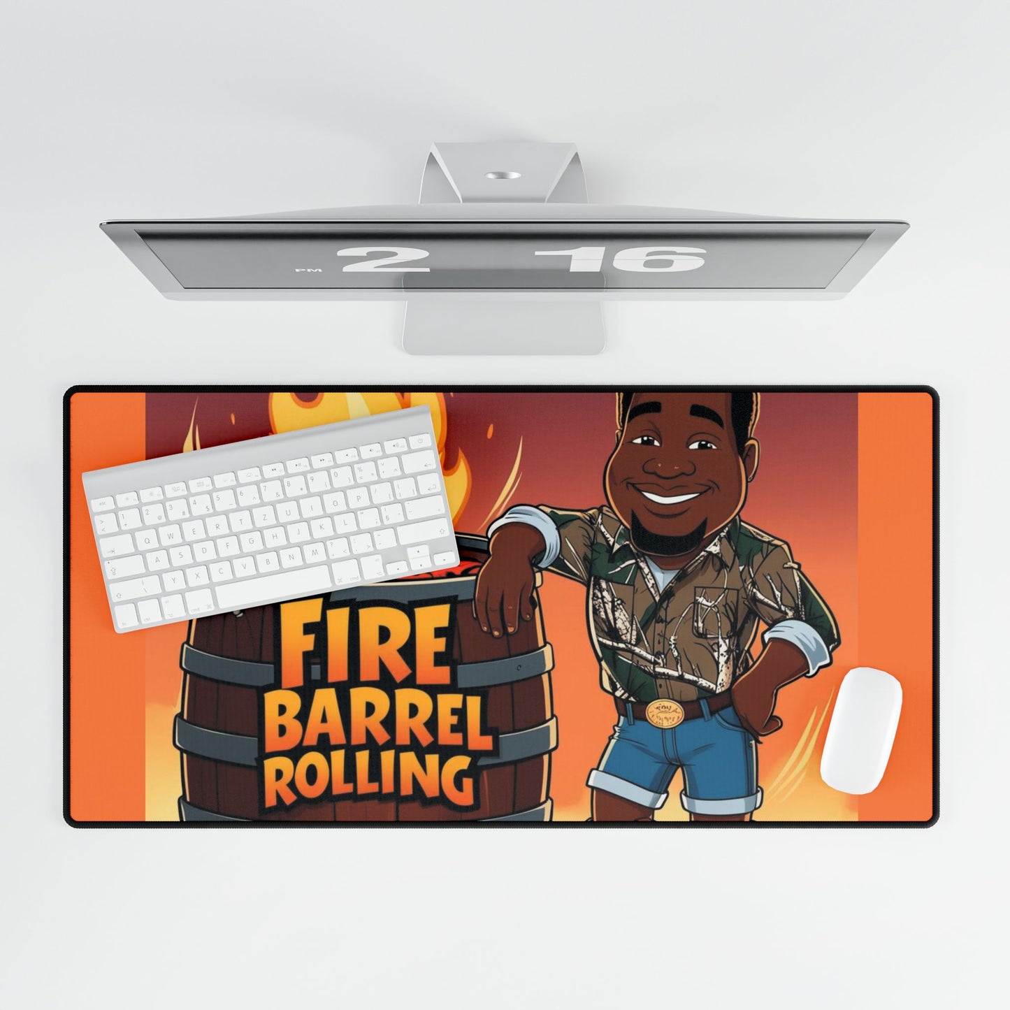 Fire Barrel Rolling Desk Mat