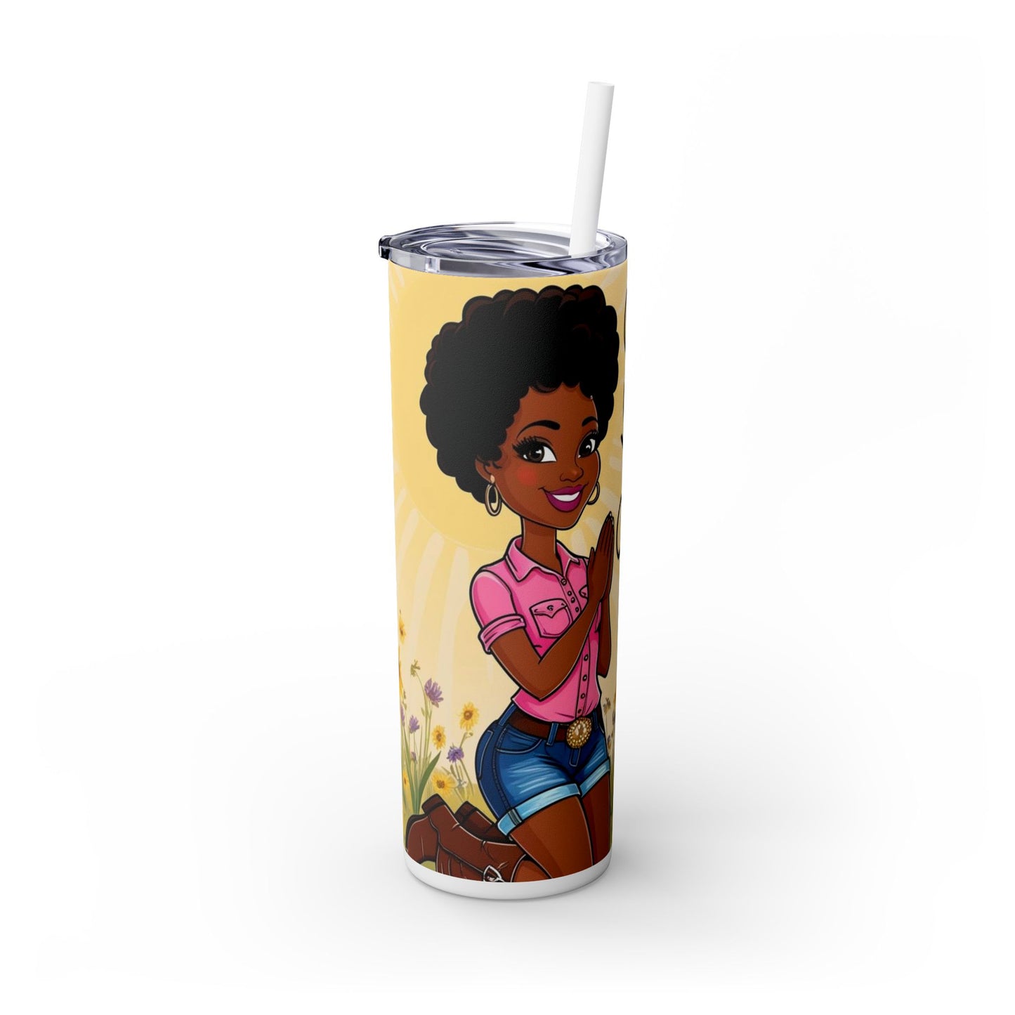 Prayer Warrior Skinny Tumbler with Straw, 20oz