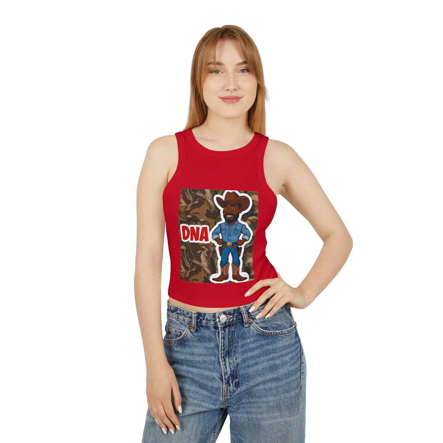 Country Boy DNA Graphic Racer Tank Top for Women