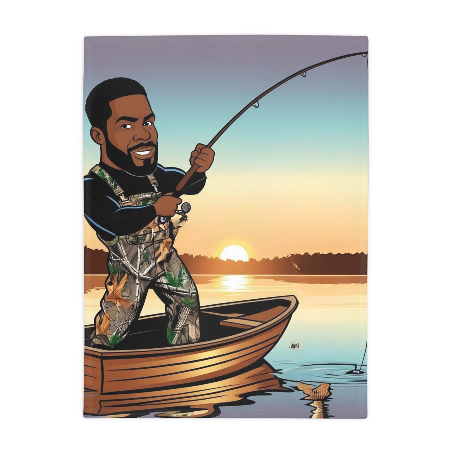 Handsome Fisherman Plush Fleece Blanket