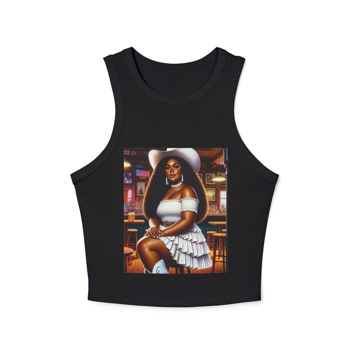 Saloon Sweetie Women's Micro Rib Racer Tank Top - Perfect for Summer Celebrations