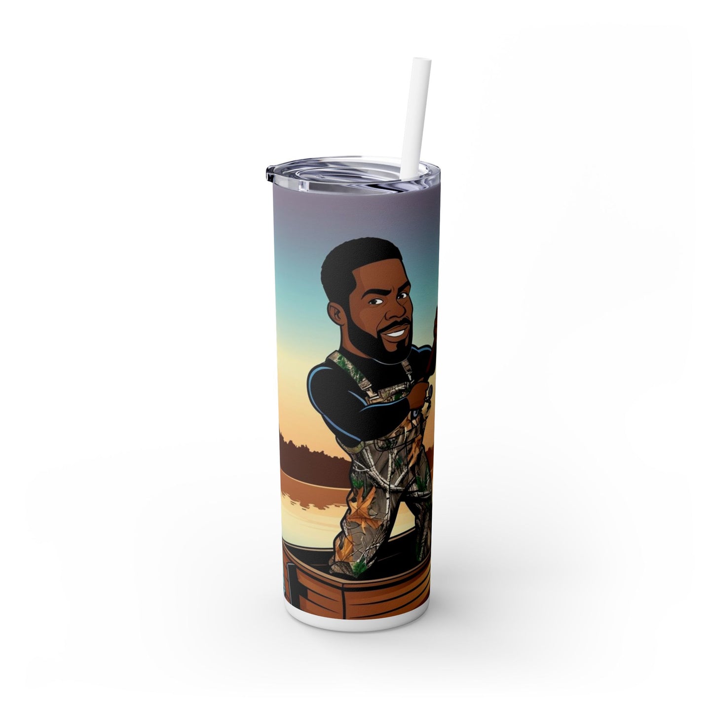 Handsome Fisherman Skinny Tumbler with Straw - 20oz