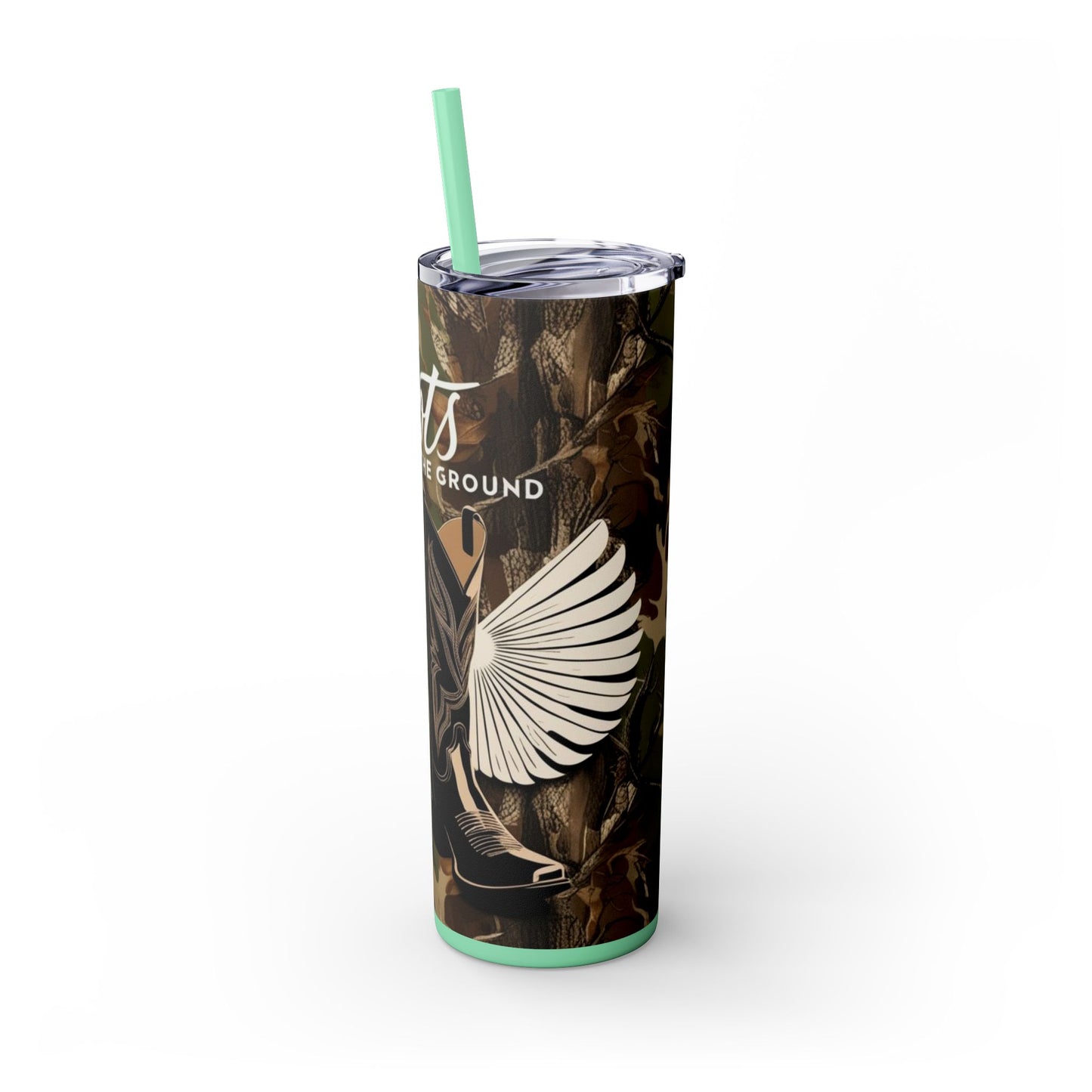 Boots On The Ground Skinny Tumbler with Straw, 20oz